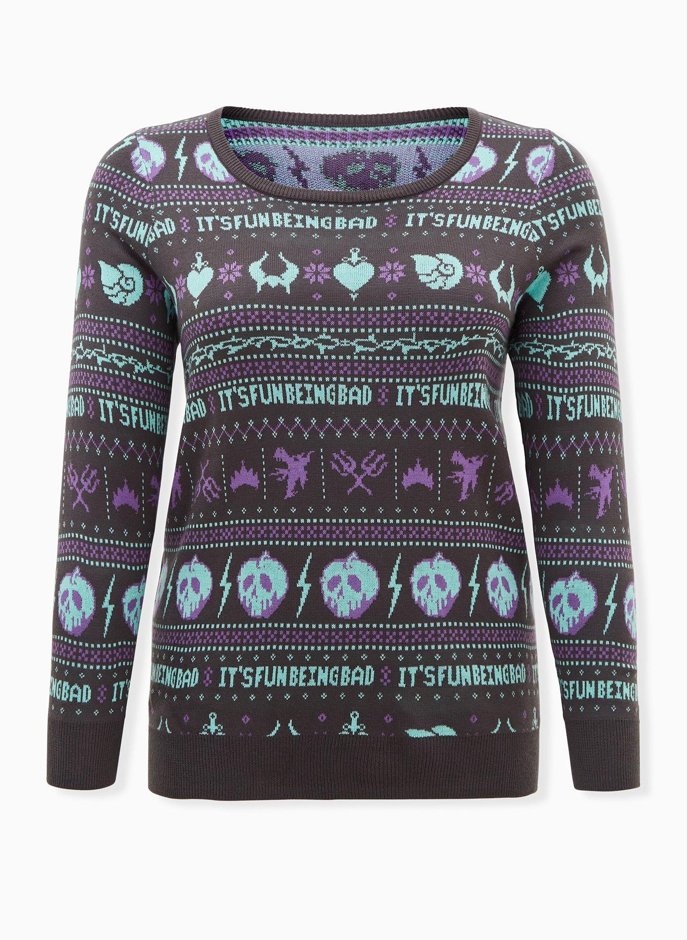 Plus Size Disney Villains Jacquard Ugly Pullover Sweater Torrid