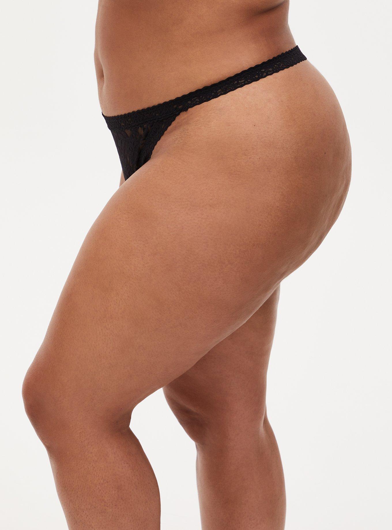 Lace Mid-Rise G String Panty, RICH BLACK, alternate