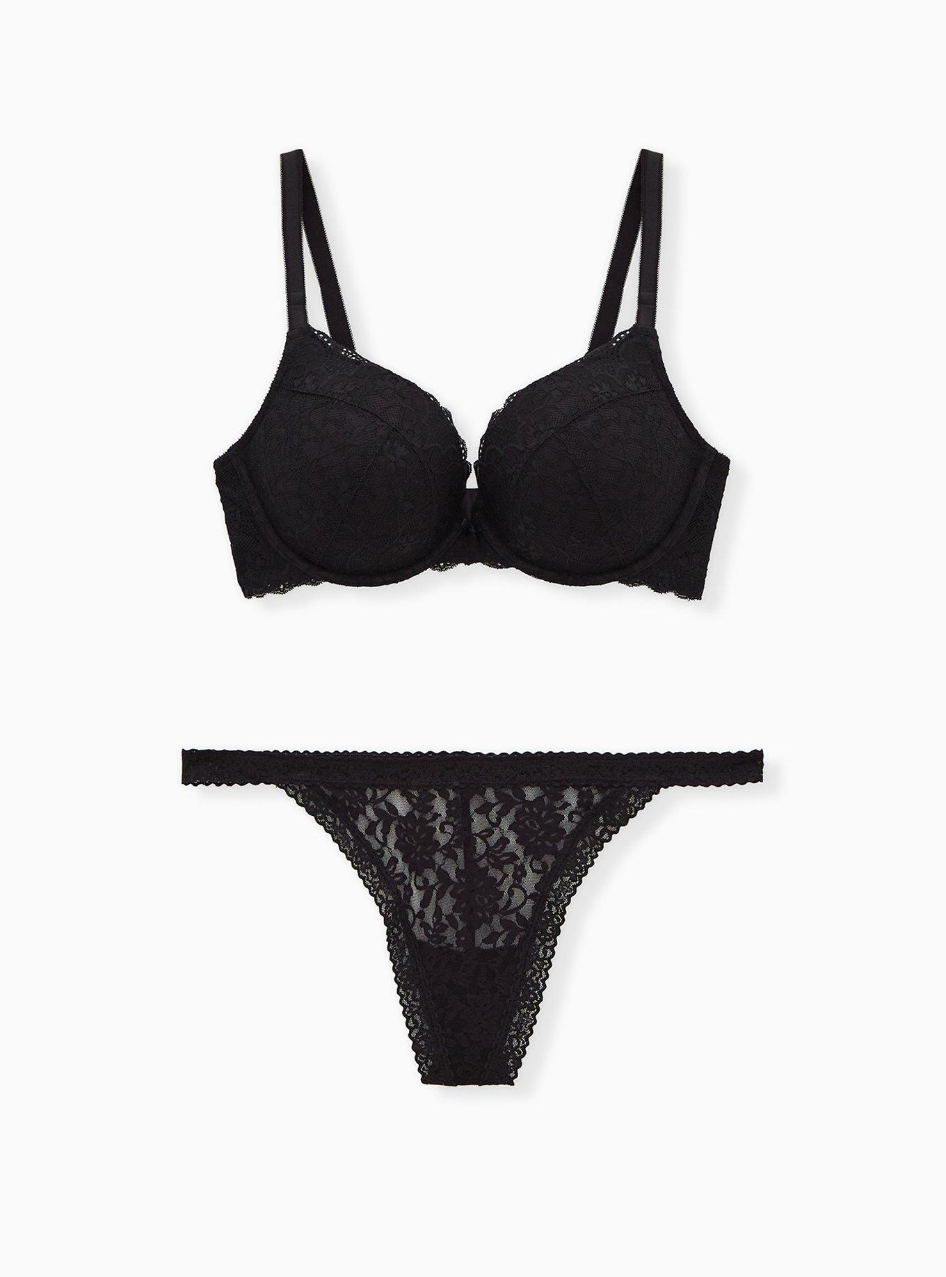 Lace Mid-Rise G String Panty, RICH BLACK, alternate