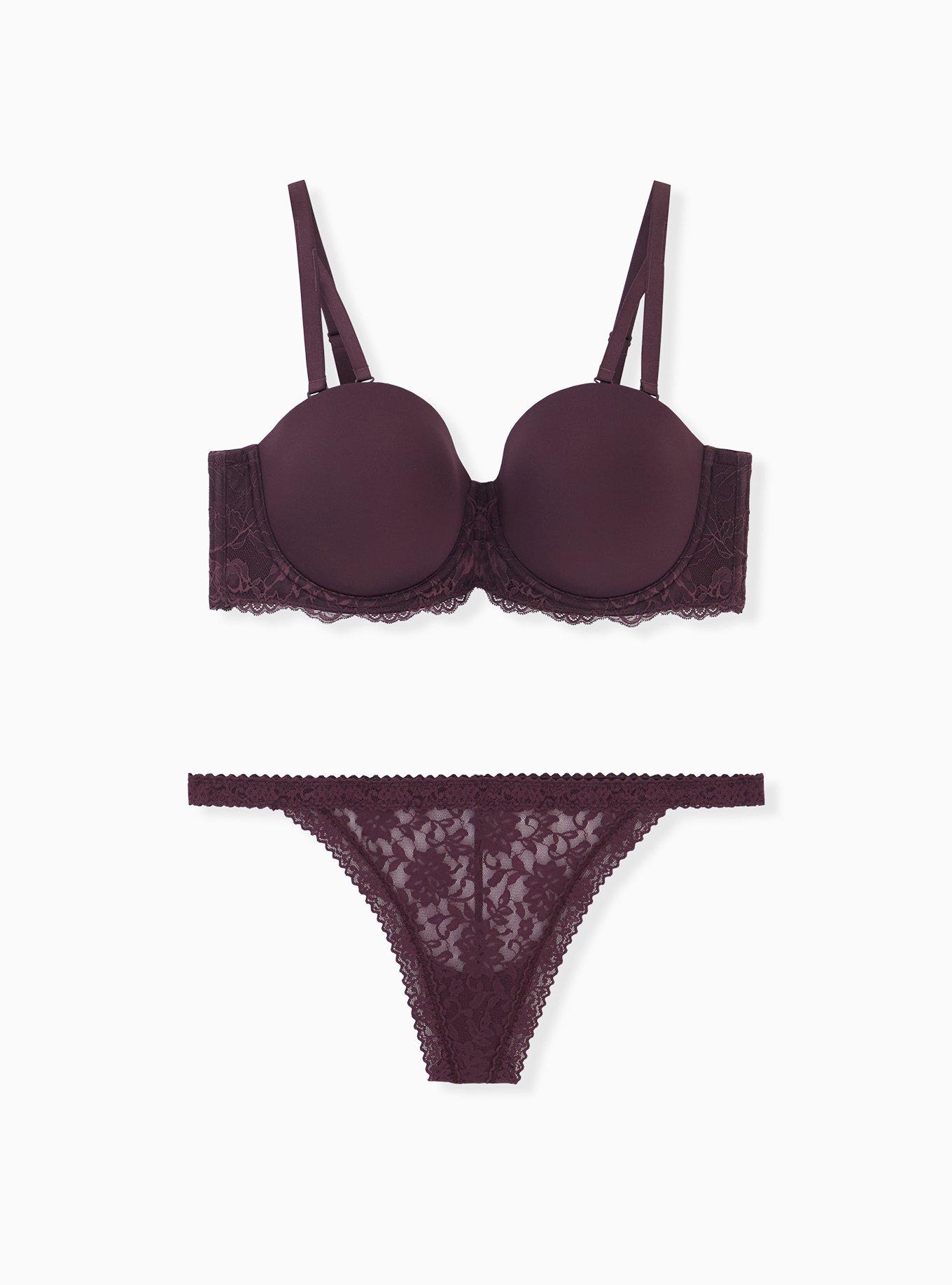Low Waist G-String Panty in Maroon- Lace