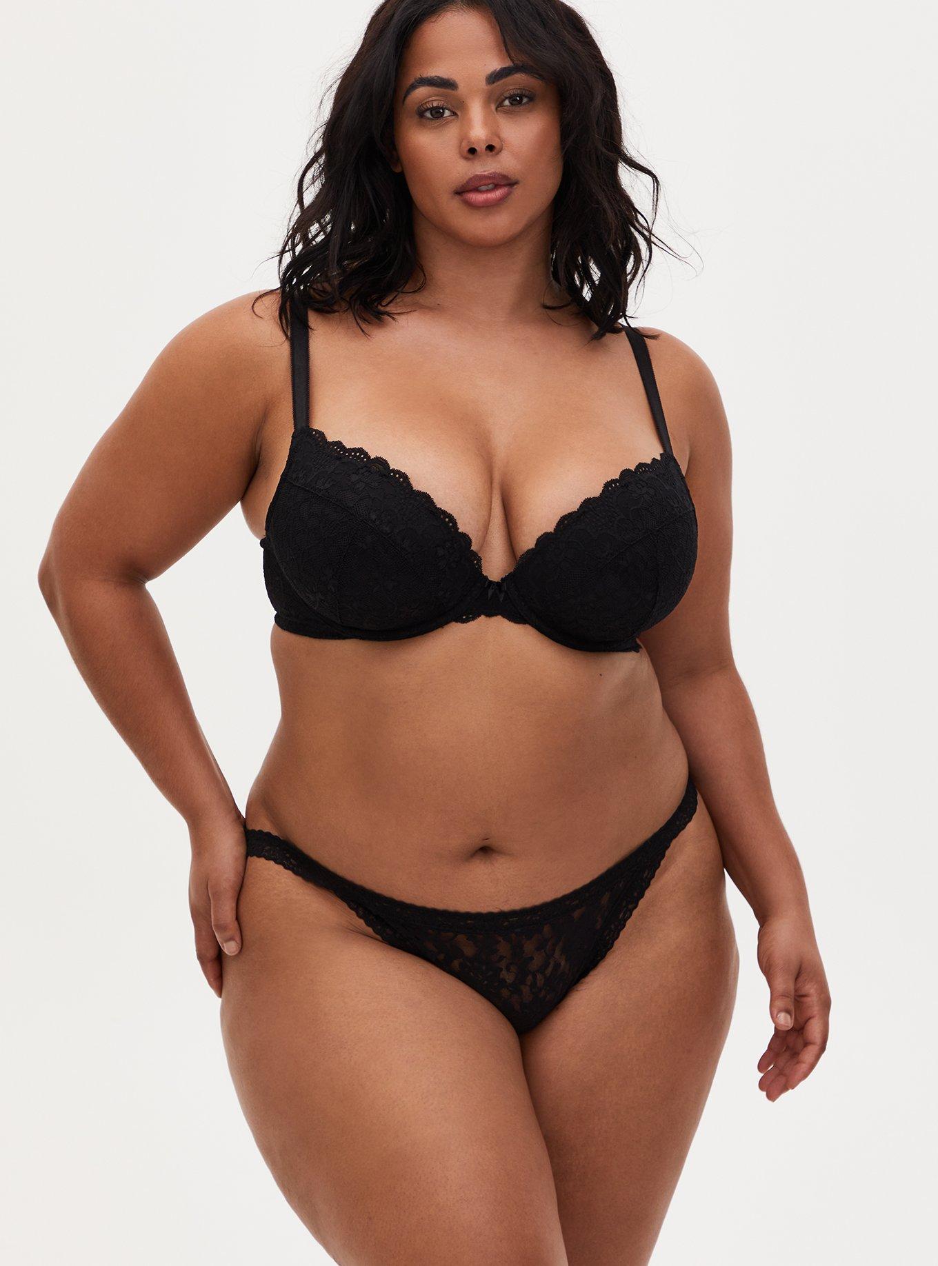 Navy Stretch Lace G String - Plus Size Bras