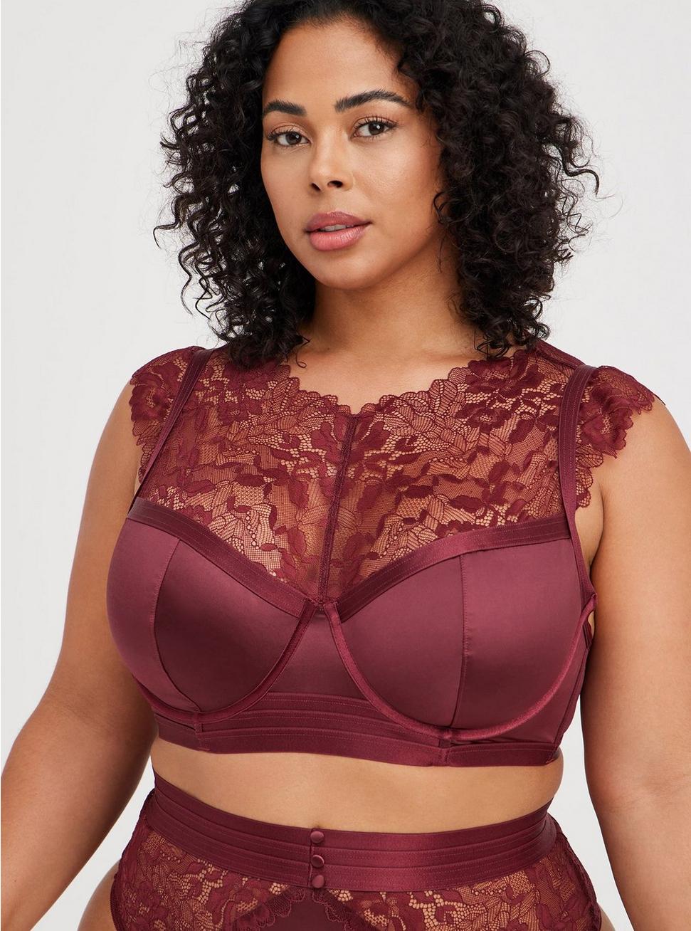 Plus Size - Satin And Lace High Neck Bra Top - Torrid