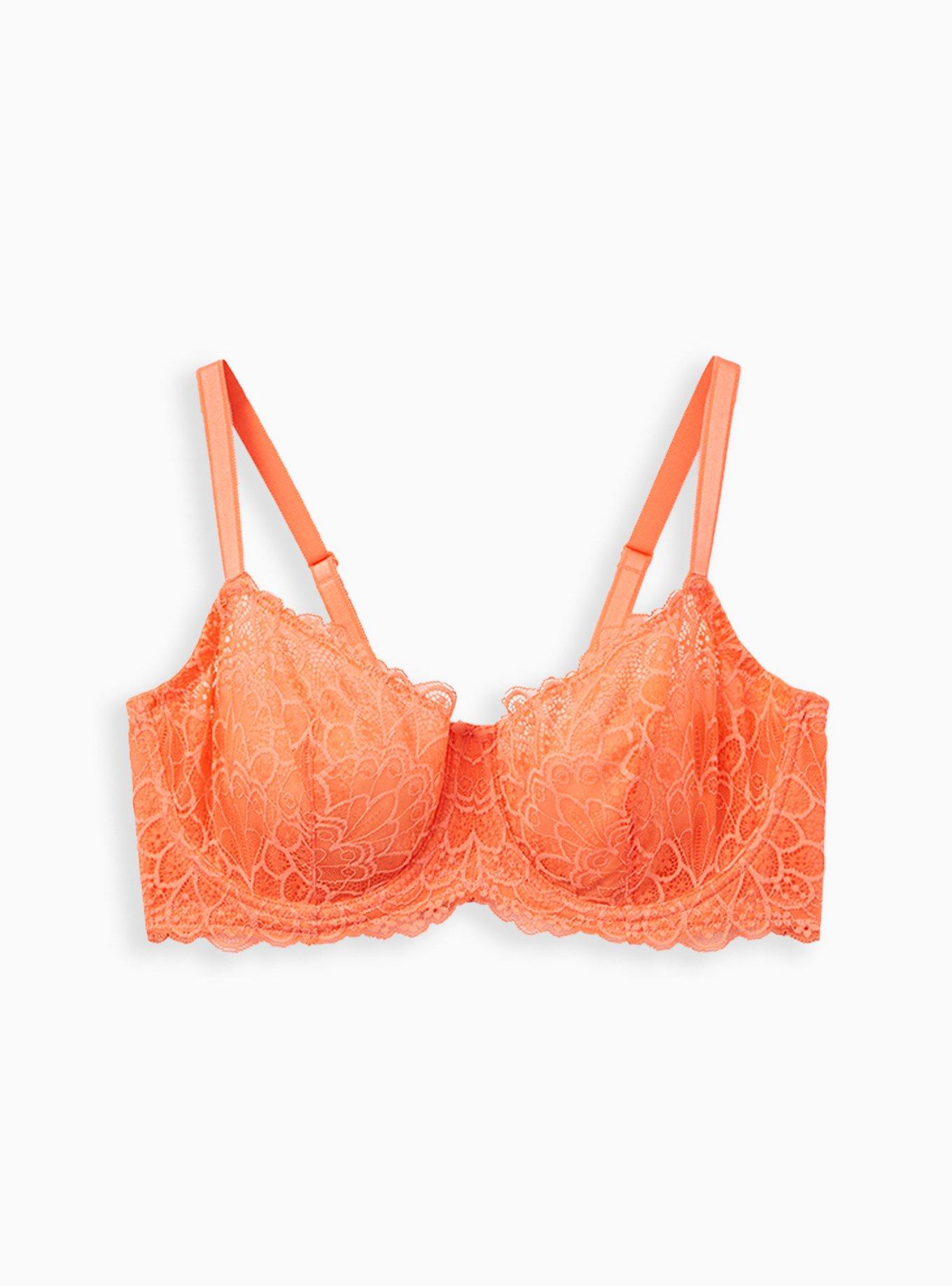 Balconette Unlined Lace Bra, LIVING CORAL, hi-res