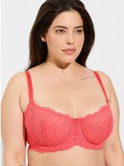 Balconette Unlined Peacock Lace Straight Back Bra, PARADISE PINK, hi-res
