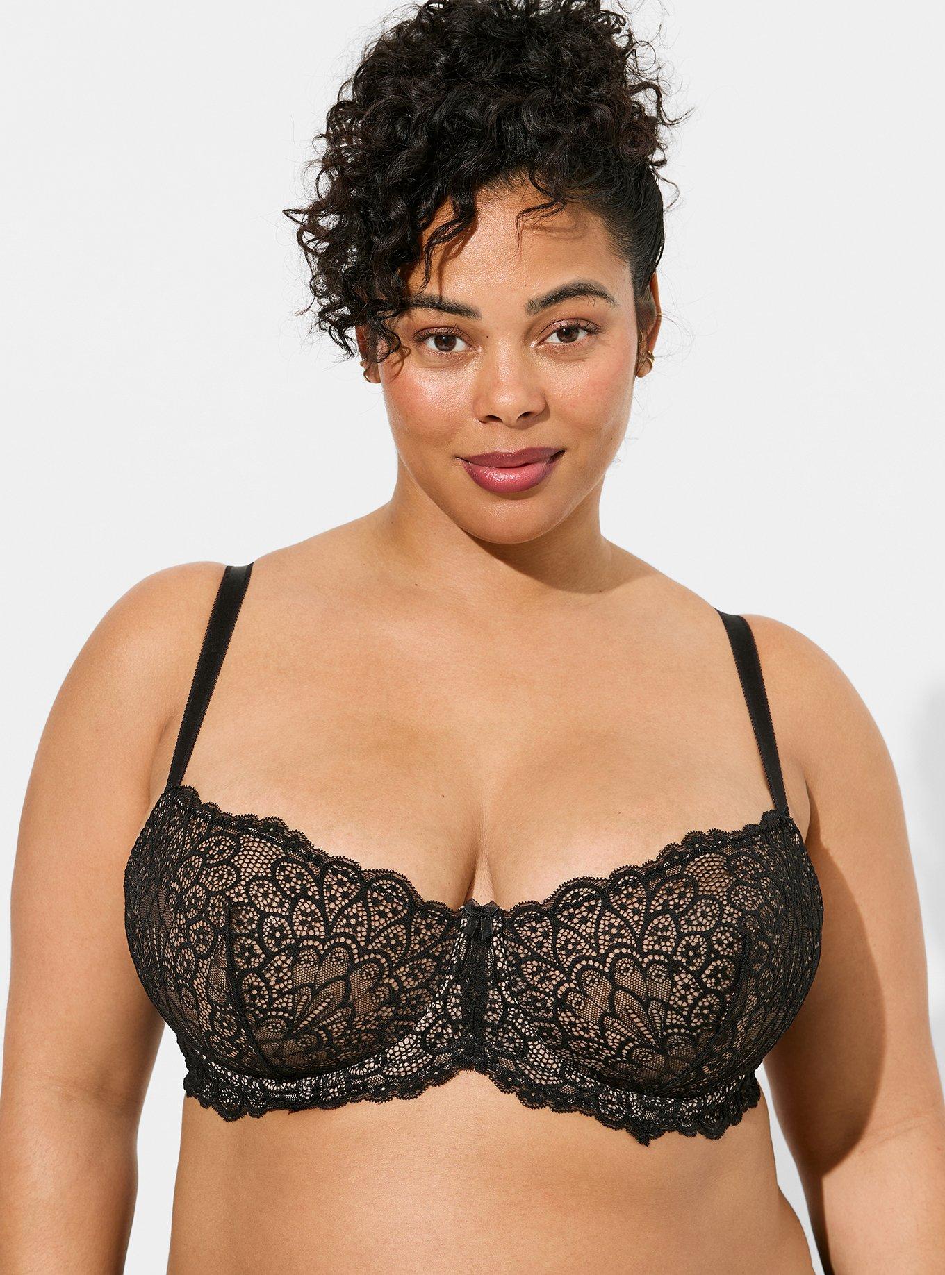 Black Moulded Lace Front Fastening Bralette New Look from NEW LOOK on 21  Buttons