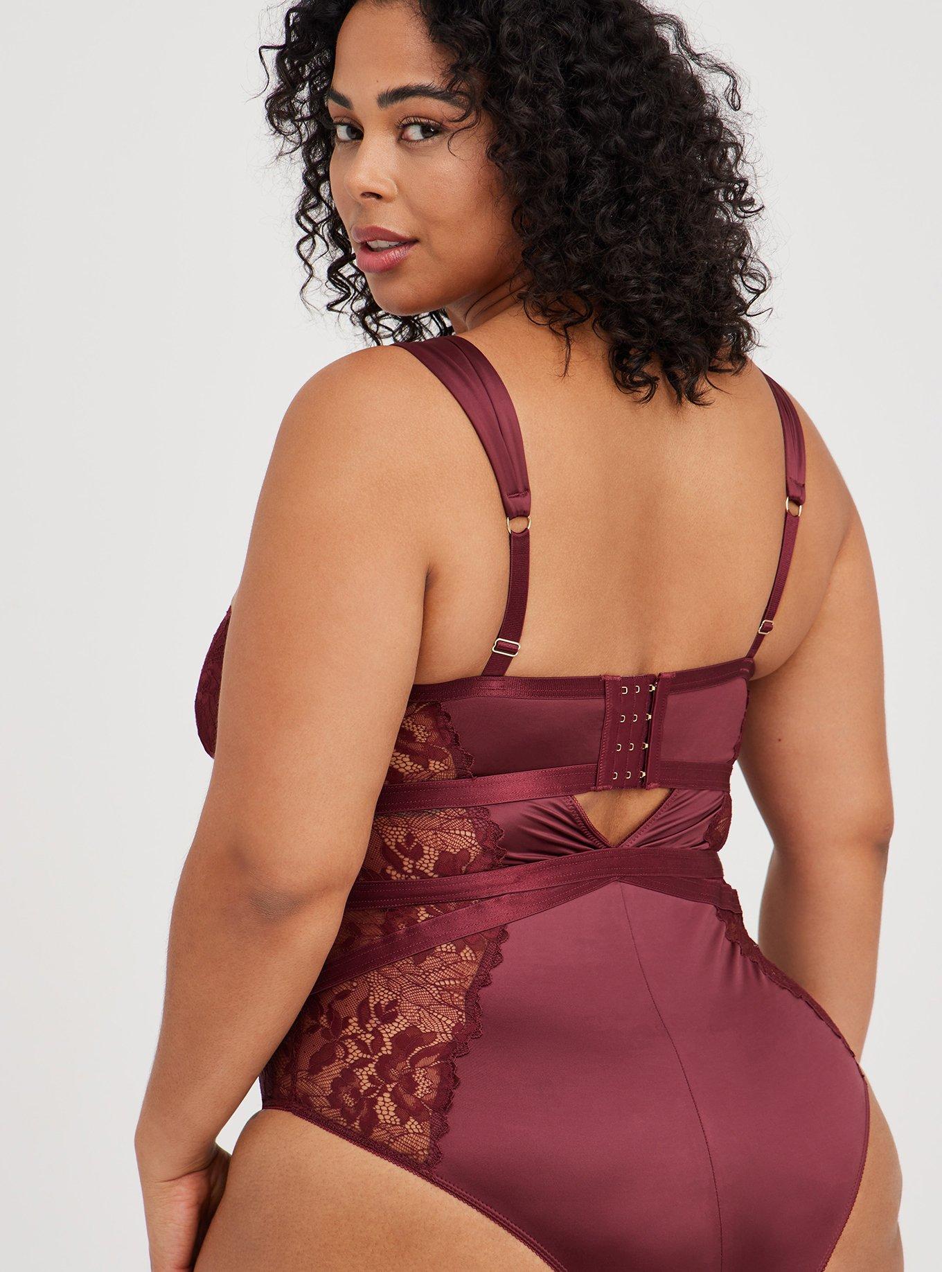 Plus Size - Satin And Lace Pieced Bodysuit - Torrid