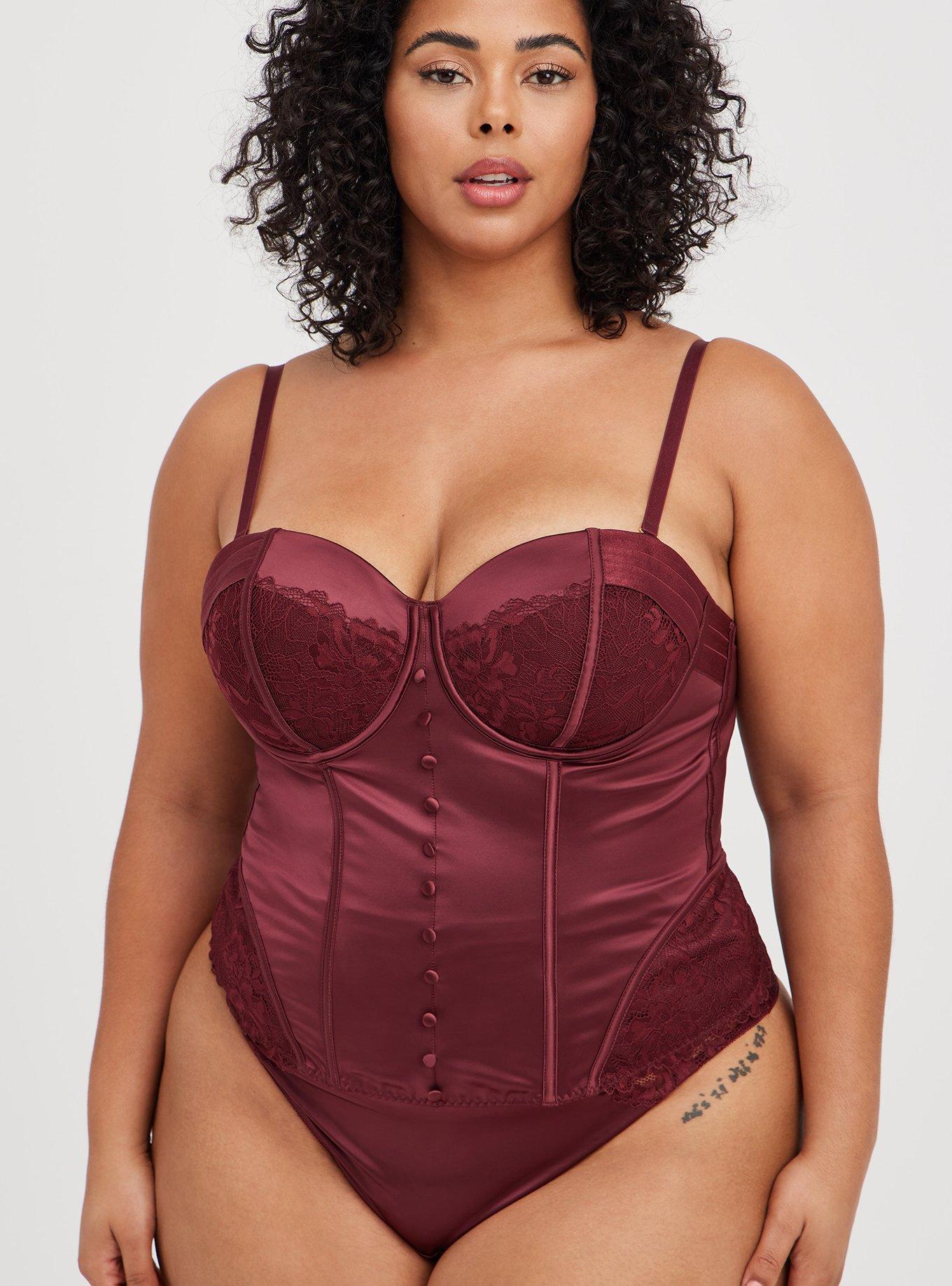Plus Size - Lace And Mesh Bustier With Open Bust - Torrid