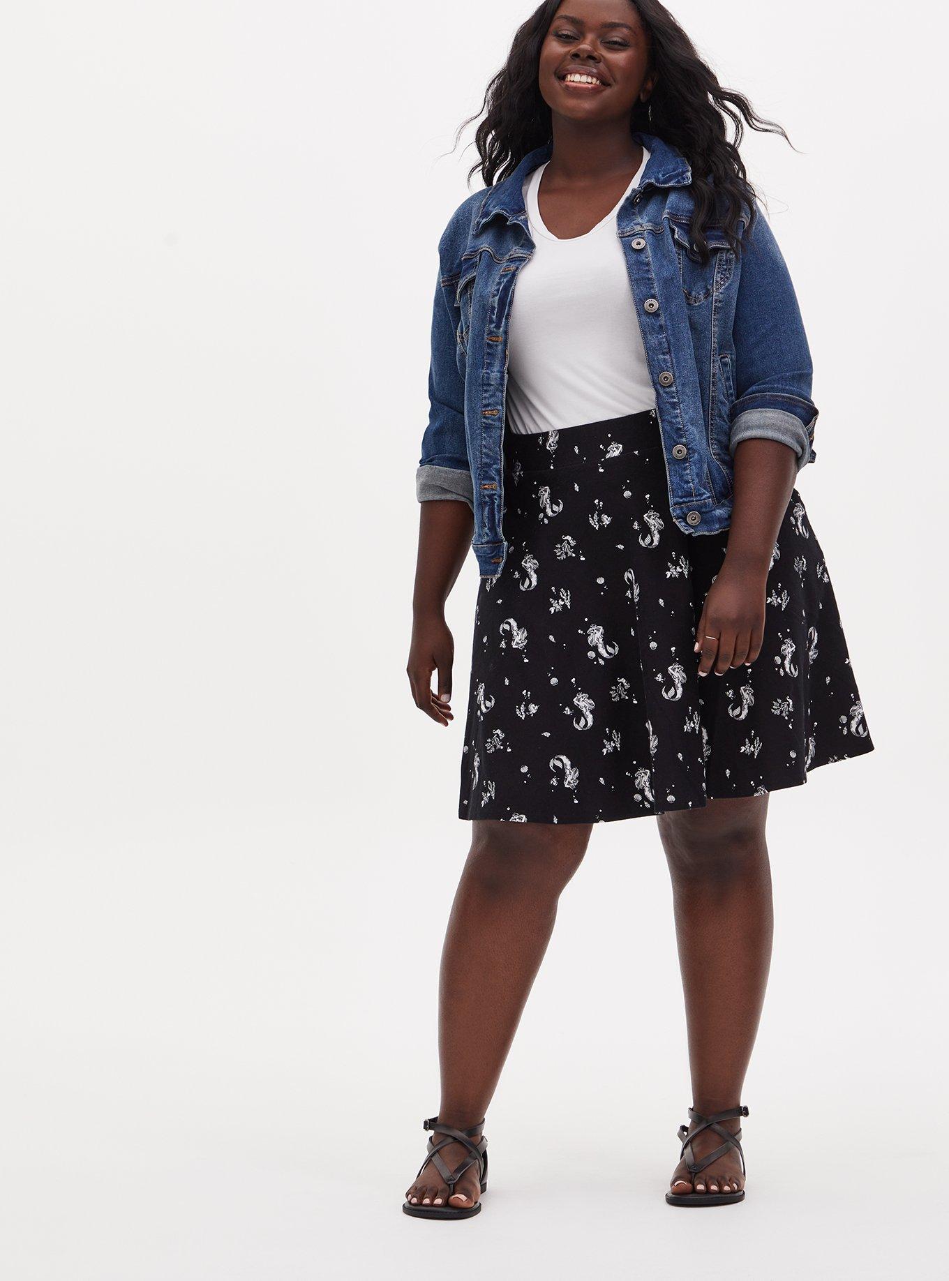 Disney The Little Mermaid Ariel Black Jersey Skater Skirt, MULTI, alternate