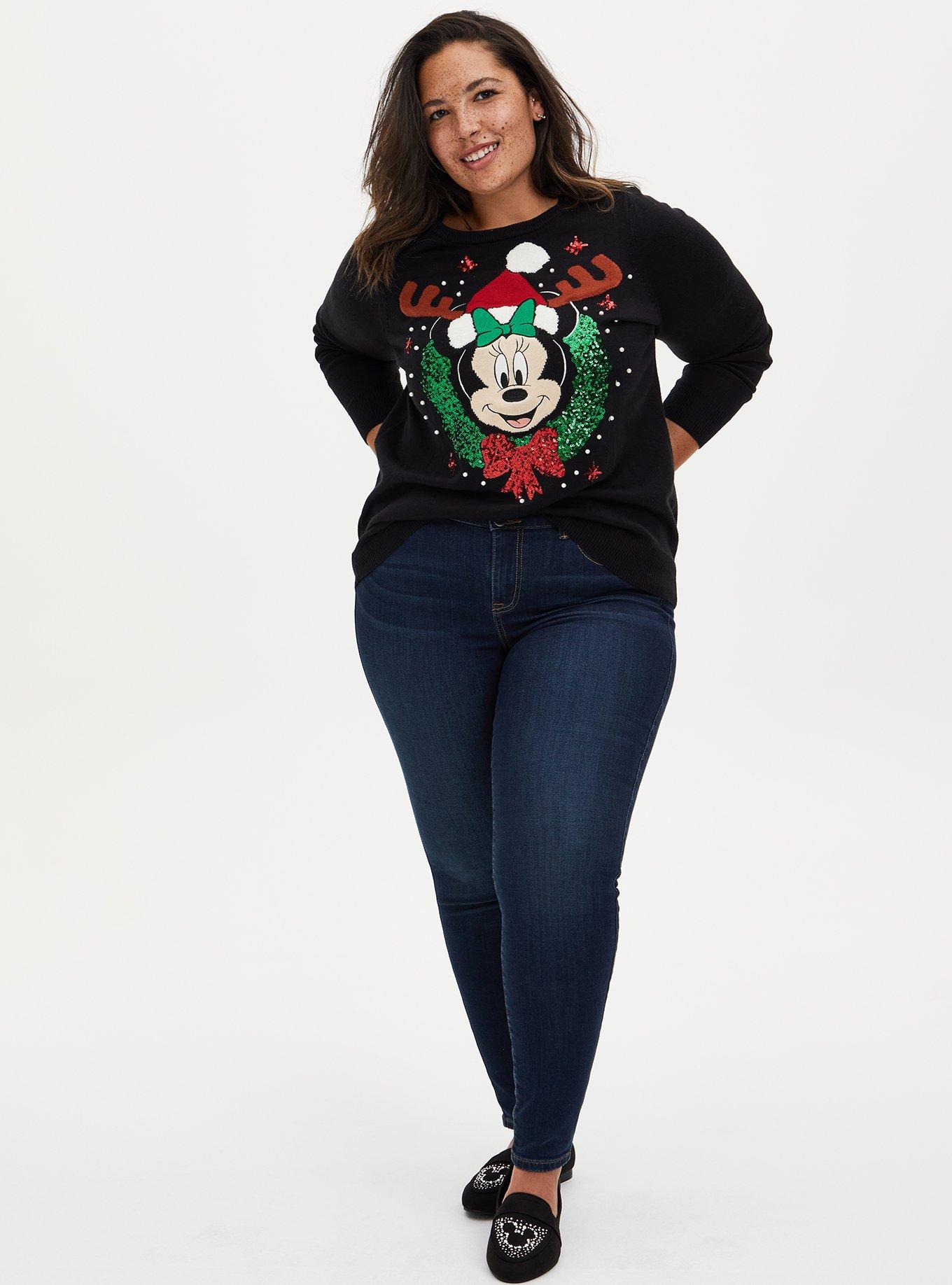 Disney Minnie Mouse Holiday Glam Embellished Pullover Sweater  , MULTI, alternate