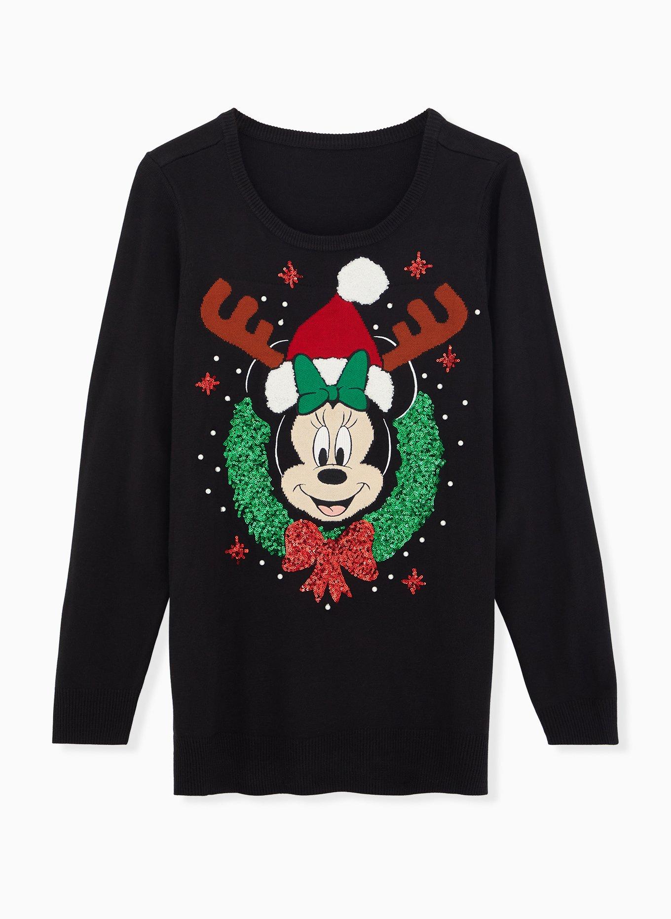 Plus Size Disney Minnie Mouse Holiday Glam Embellished Pullover Sweater Torrid