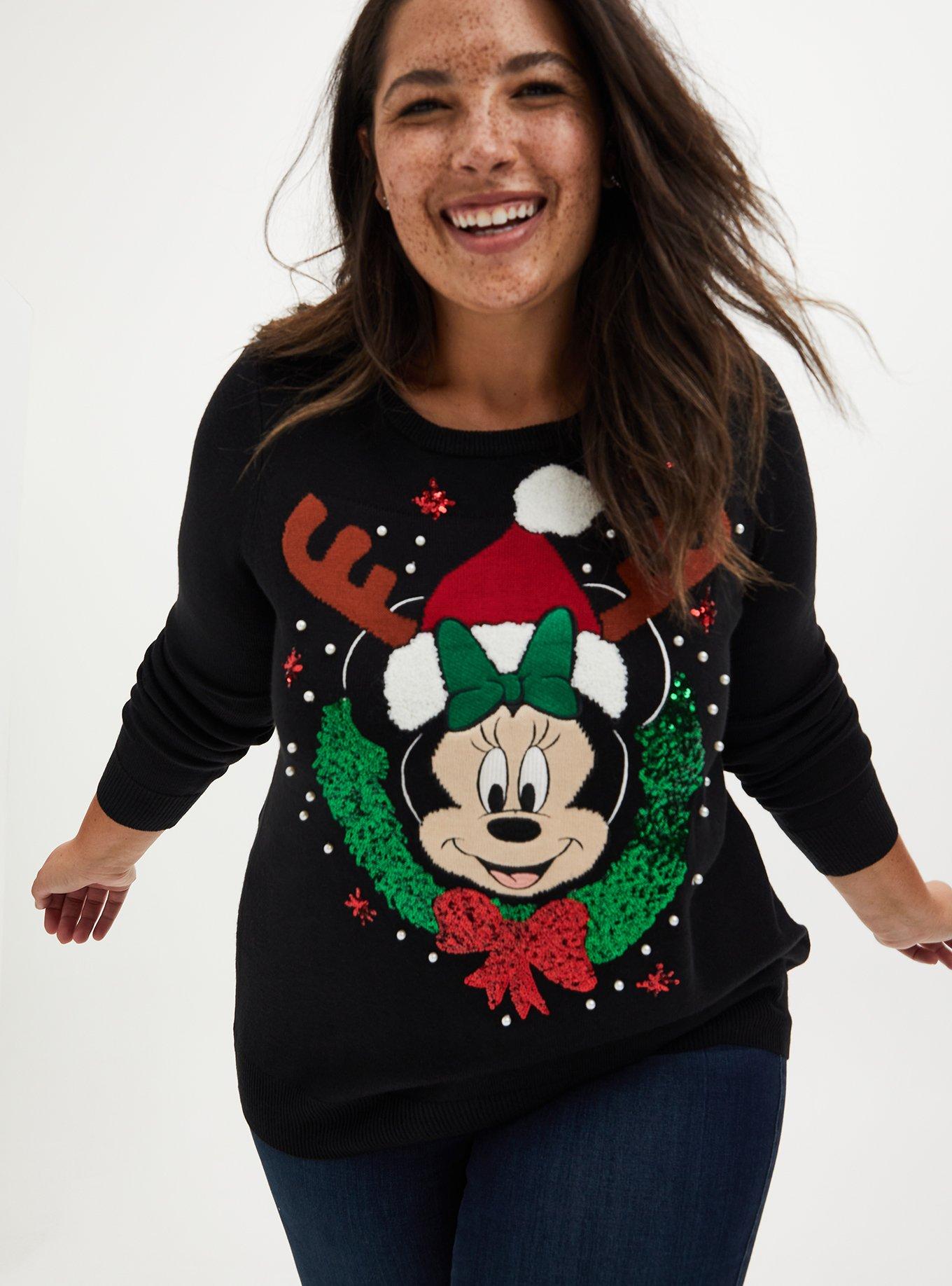 Plus Size - Disney Minnie Mouse Holiday Glam Embellished Pullover Sweater -  Torrid