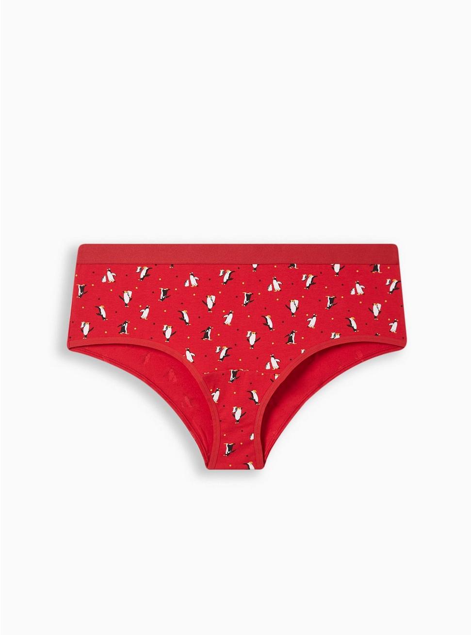 Cotton Mid-Rise Cheeky Panty, PENGUINS RED DOT, hi-res