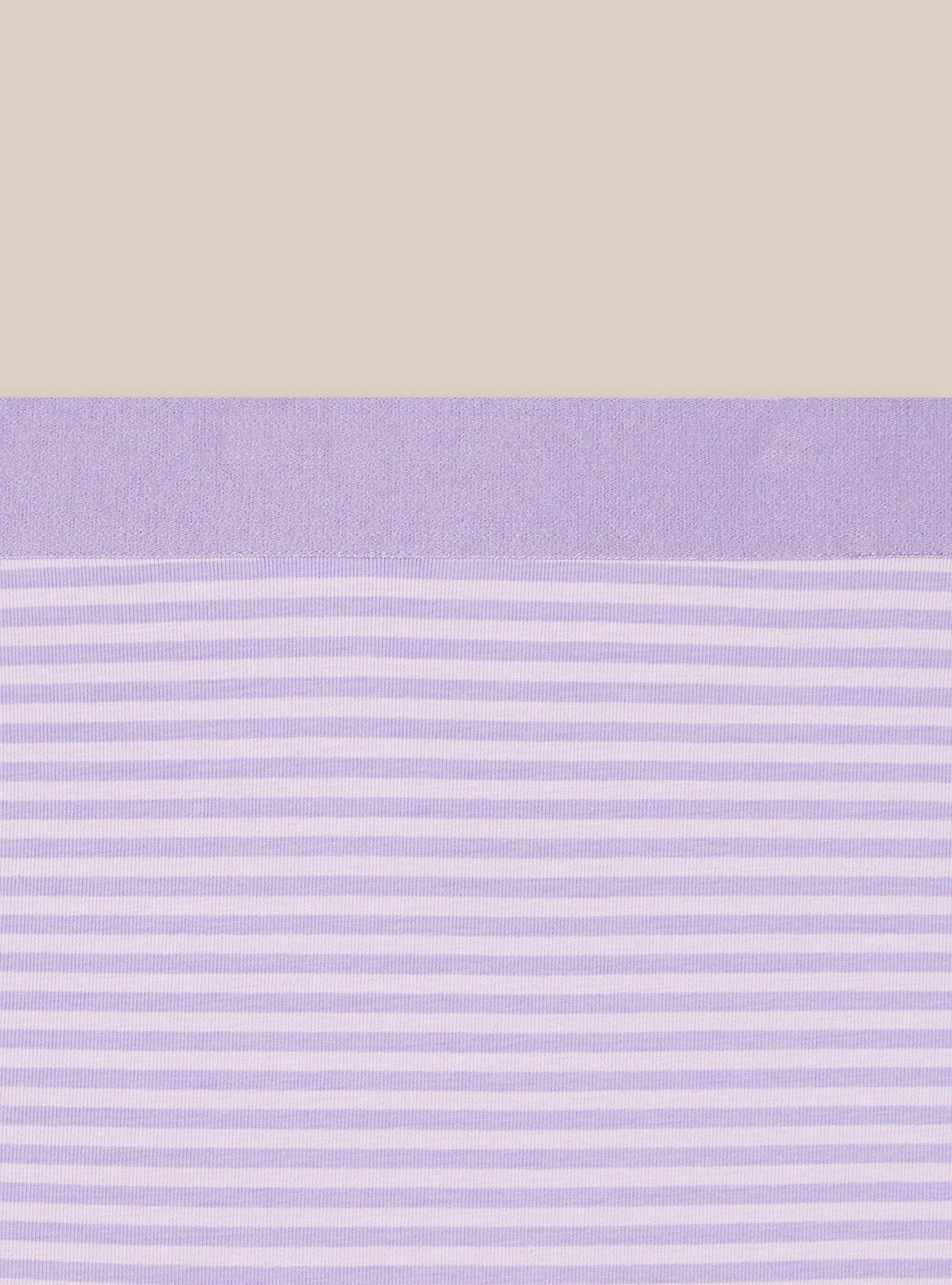 Plus Size Cotton Mid-Rise Cheeky Panty, TEDDY STRIPE ORCHID BLOOM: LAVENDER, alternate