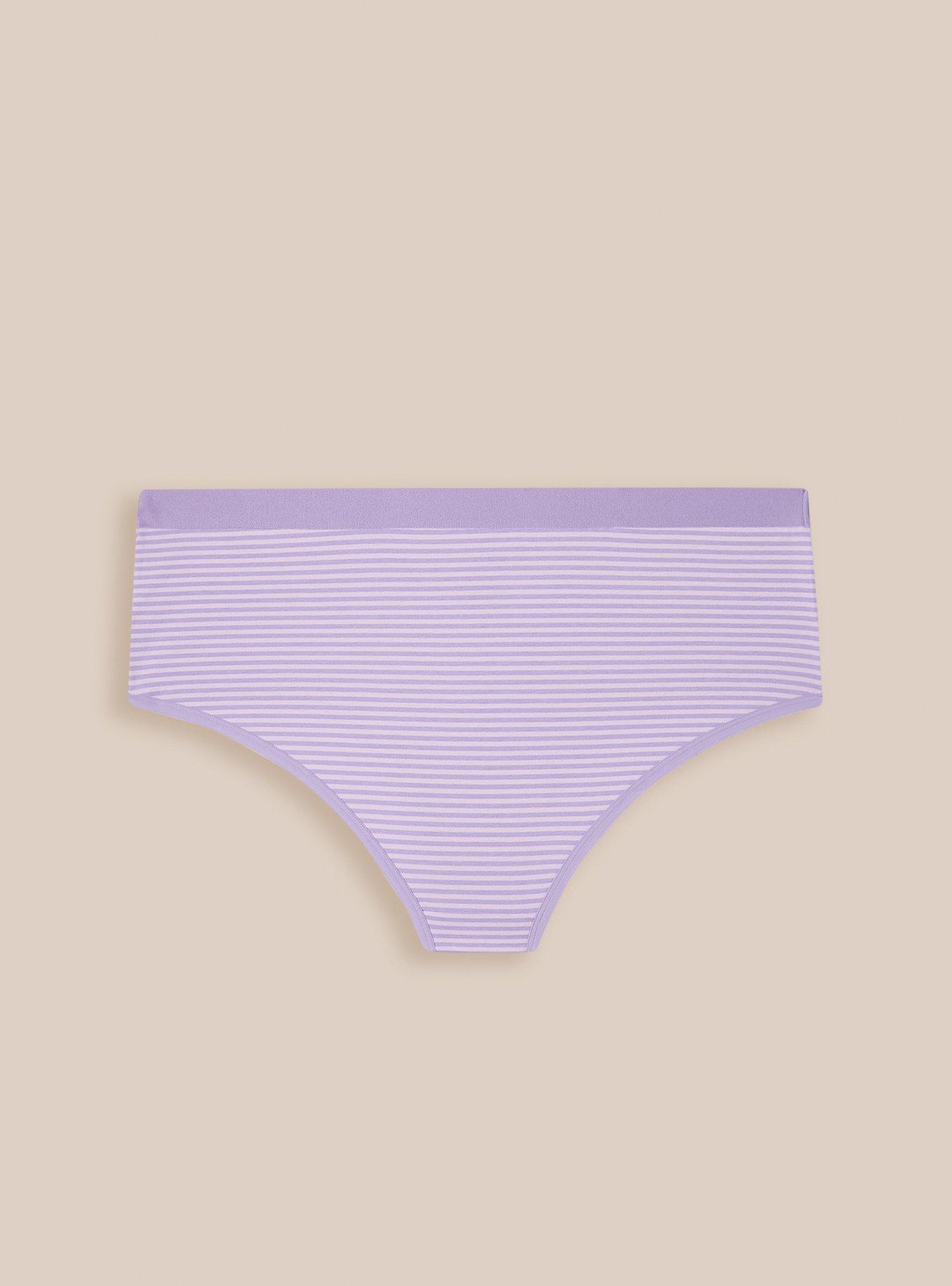 Plus Size Cotton Mid-Rise Cheeky Panty, TEDDY STRIPE ORCHID BLOOM: LAVENDER, alternate