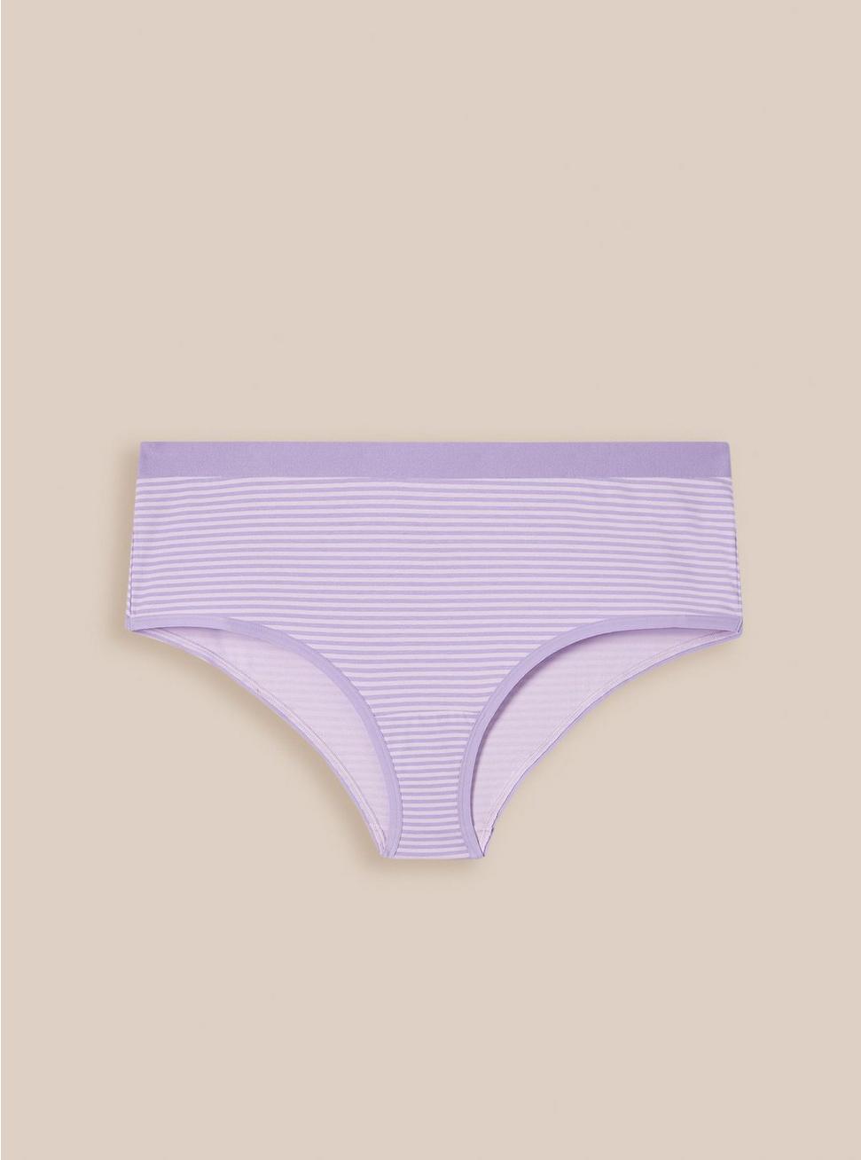 Cotton Mid-Rise Cheeky Panty, TEDDY STRIPE ORCHID BLOOM: LAVENDER, hi-res