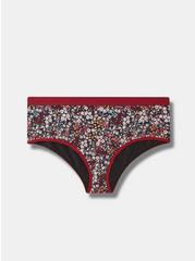 Cotton Mid-Rise Cheeky Panty, HARVEST DITSY FLORAL BLACK, hi-res