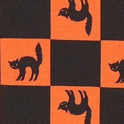 Cotton Mid-Rise Cheeky Panty, BLACK CAT CHECK RICH BLACK FANTASY ORANGE, swatch