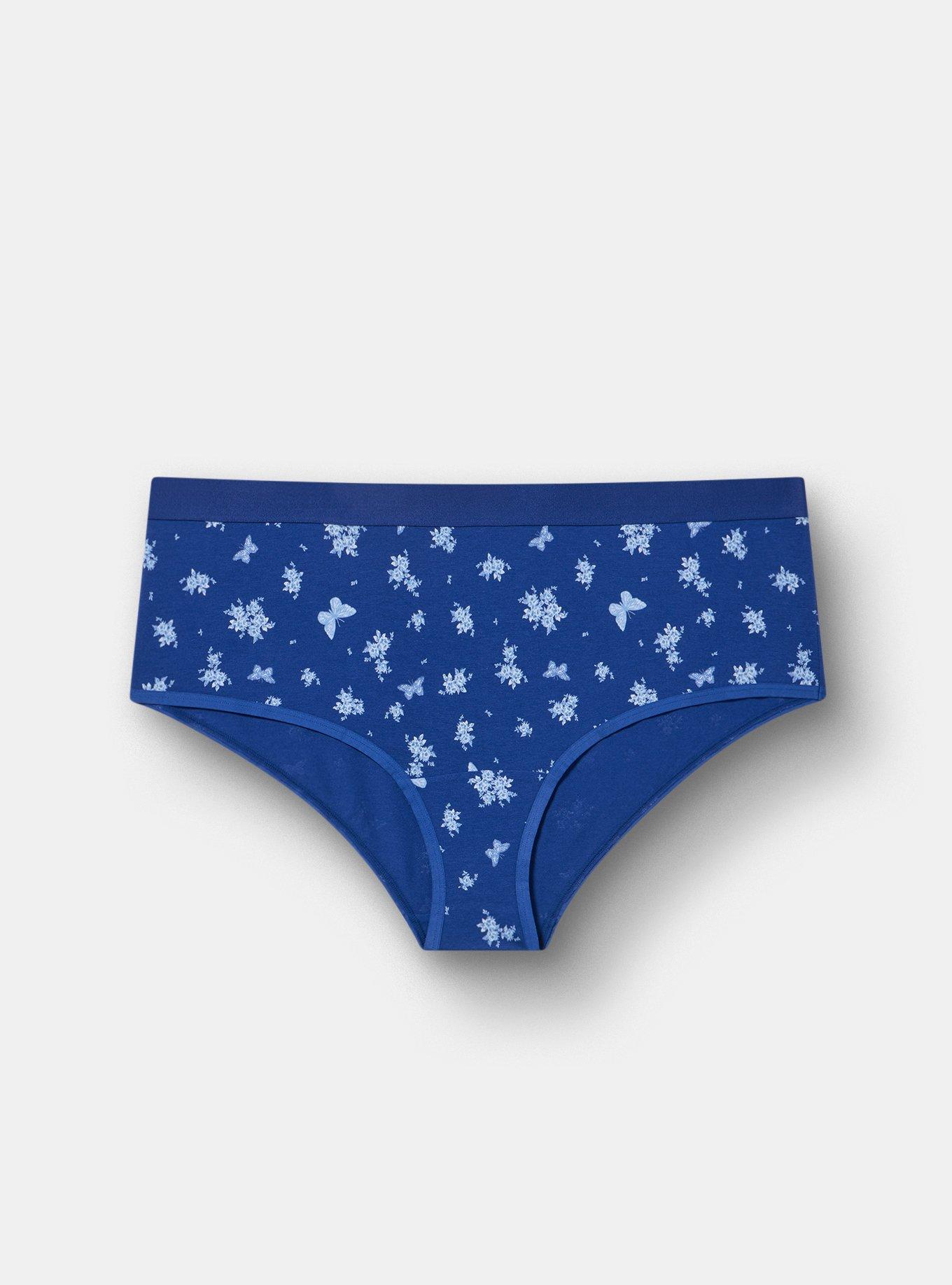 Cotton Mid-Rise Cheeky Panty, COQUETTE FLORAL BELLWETHER BLUE, hi-res