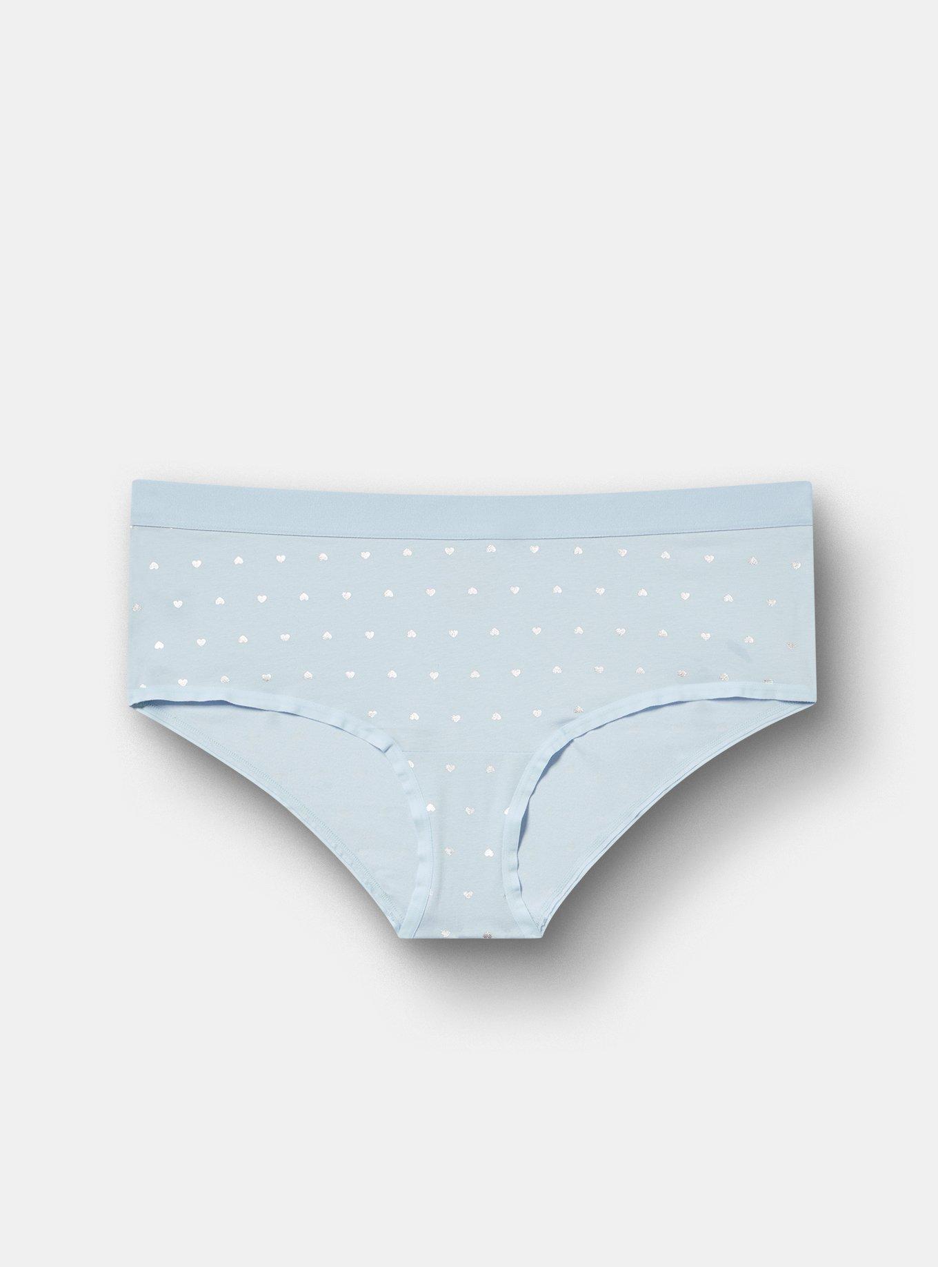Plus Size Cotton Mid-Rise Cheeky Panty, BRANDY HEARTS SKYWAY SILVER FOIL, hi-res