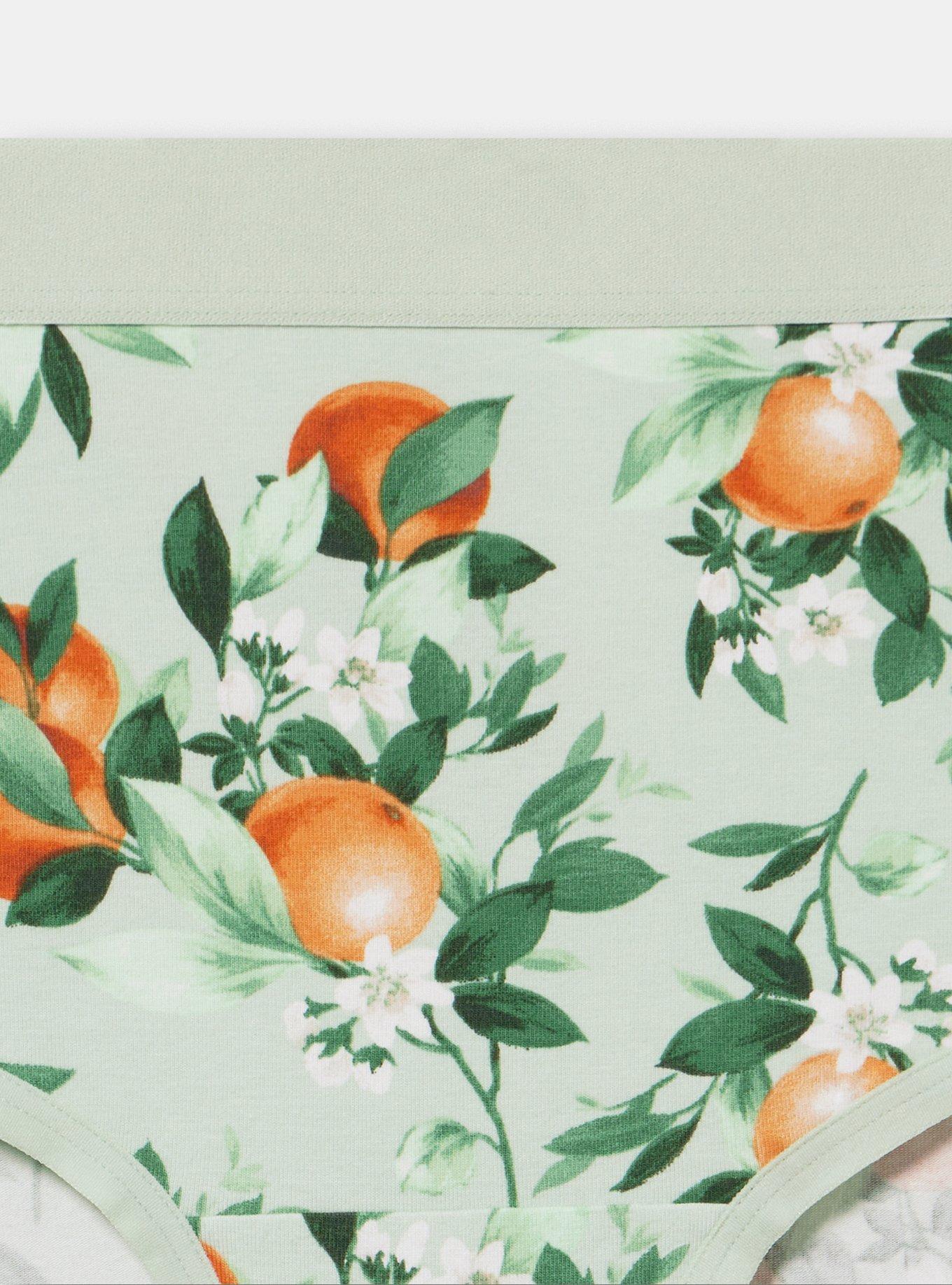 Cotton Mid-Rise Cheeky Panty, PICKED ORANGES SMALL GREEN, alternate