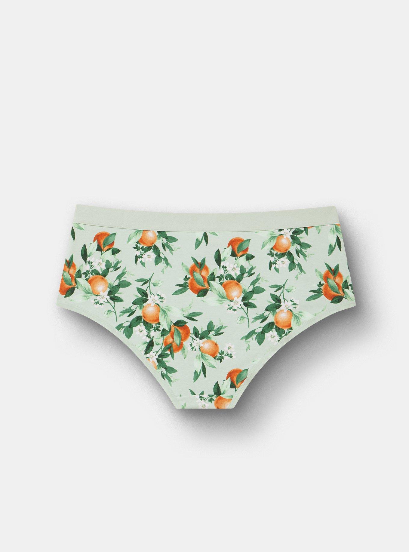 Cotton Mid-Rise Cheeky Panty, PICKED ORANGES SMALL GREEN, alternate