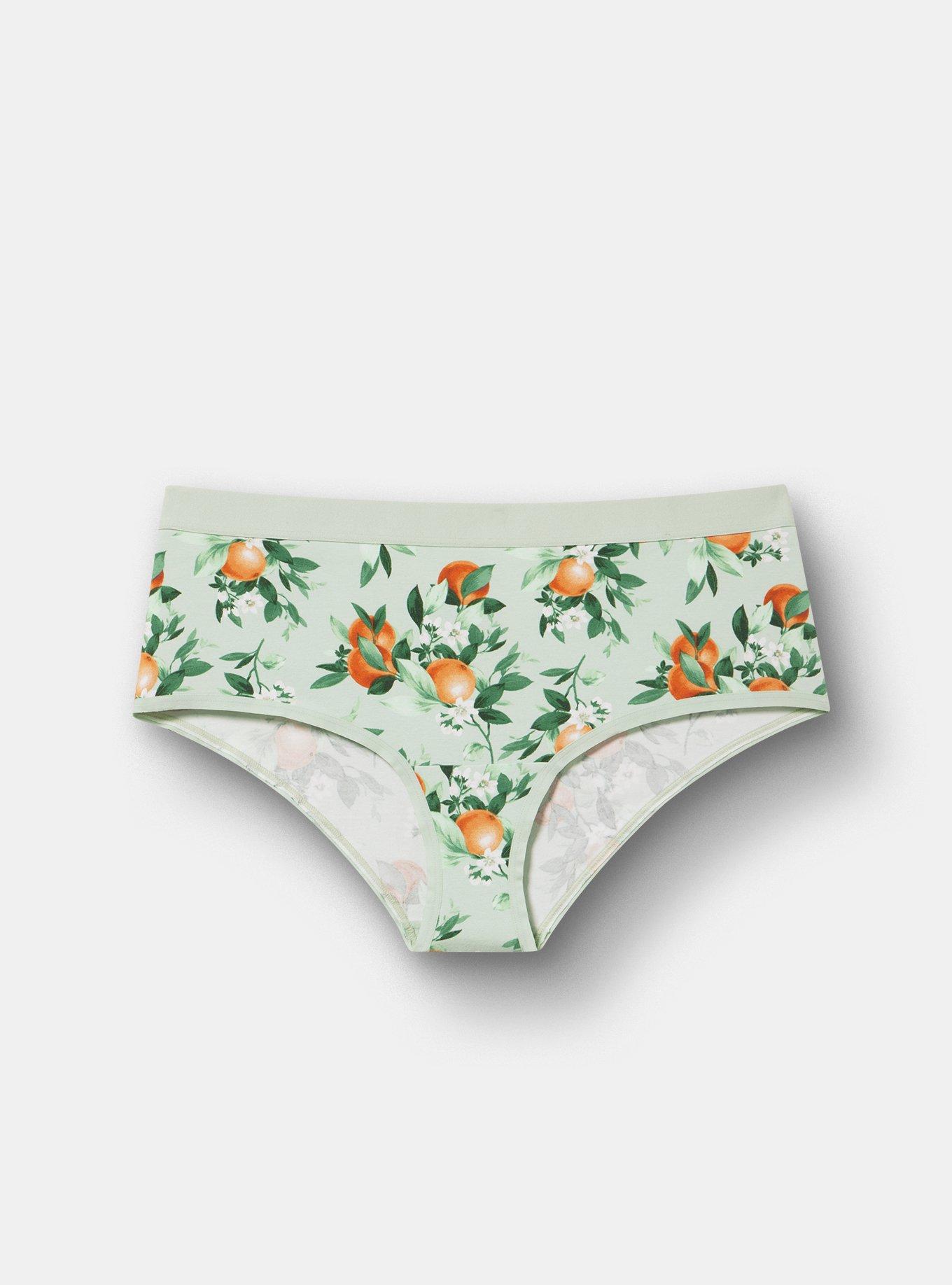 Cotton Mid-Rise Cheeky Panty, PICKED ORANGES SMALL GREEN, hi-res