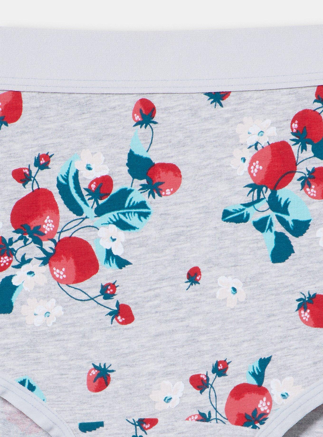 Cotton Mid-Rise Cheeky Panty, SWEET STRAWBERRIES HEATHER GRAY, alternate