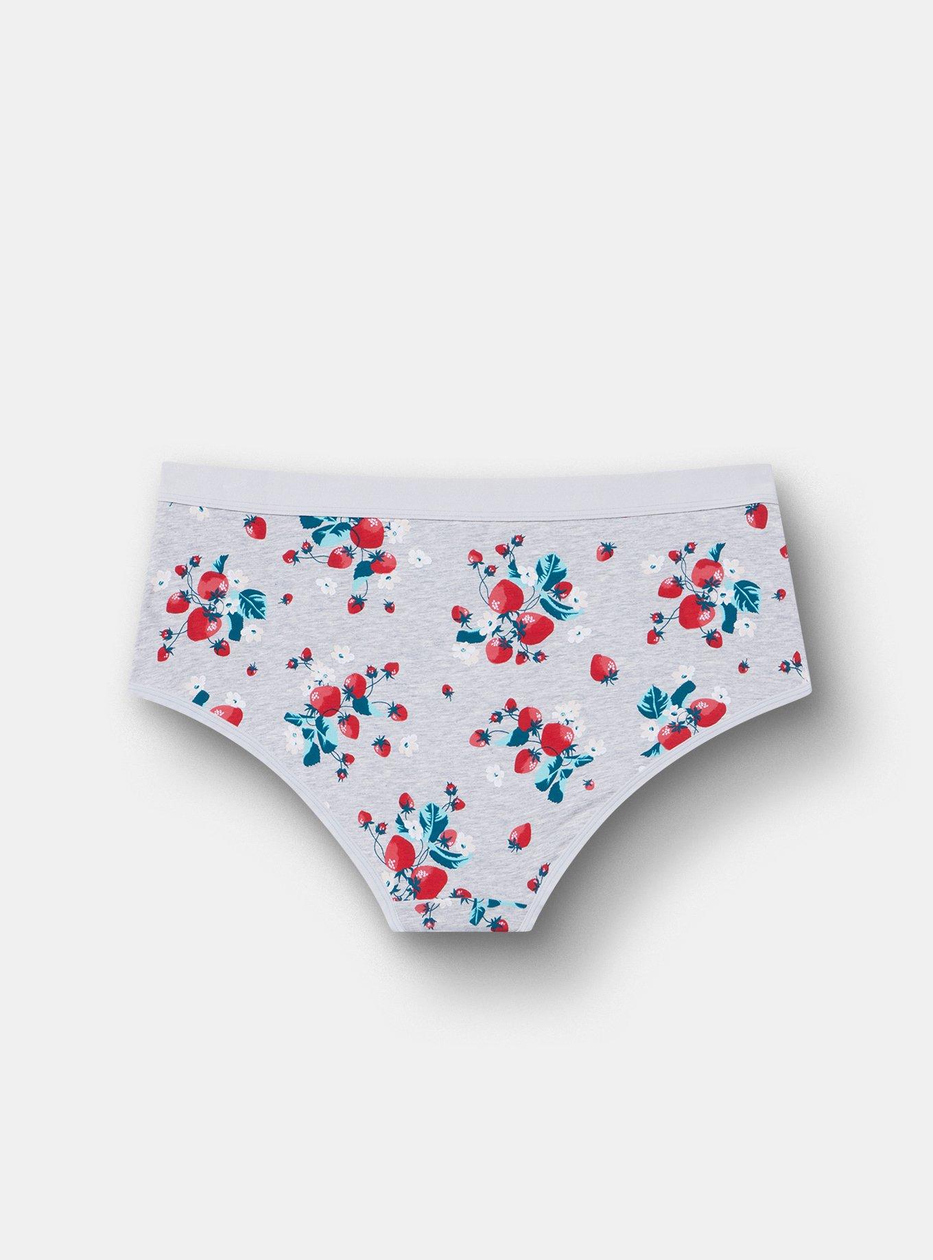 Cotton Mid-Rise Cheeky Panty, SWEET STRAWBERRIES HEATHER GRAY, alternate
