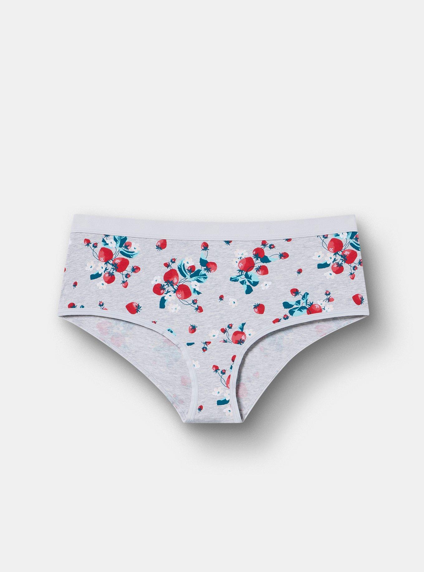 Cotton Mid-Rise Cheeky Panty, SWEET STRAWBERRIES HEATHER GRAY, hi-res