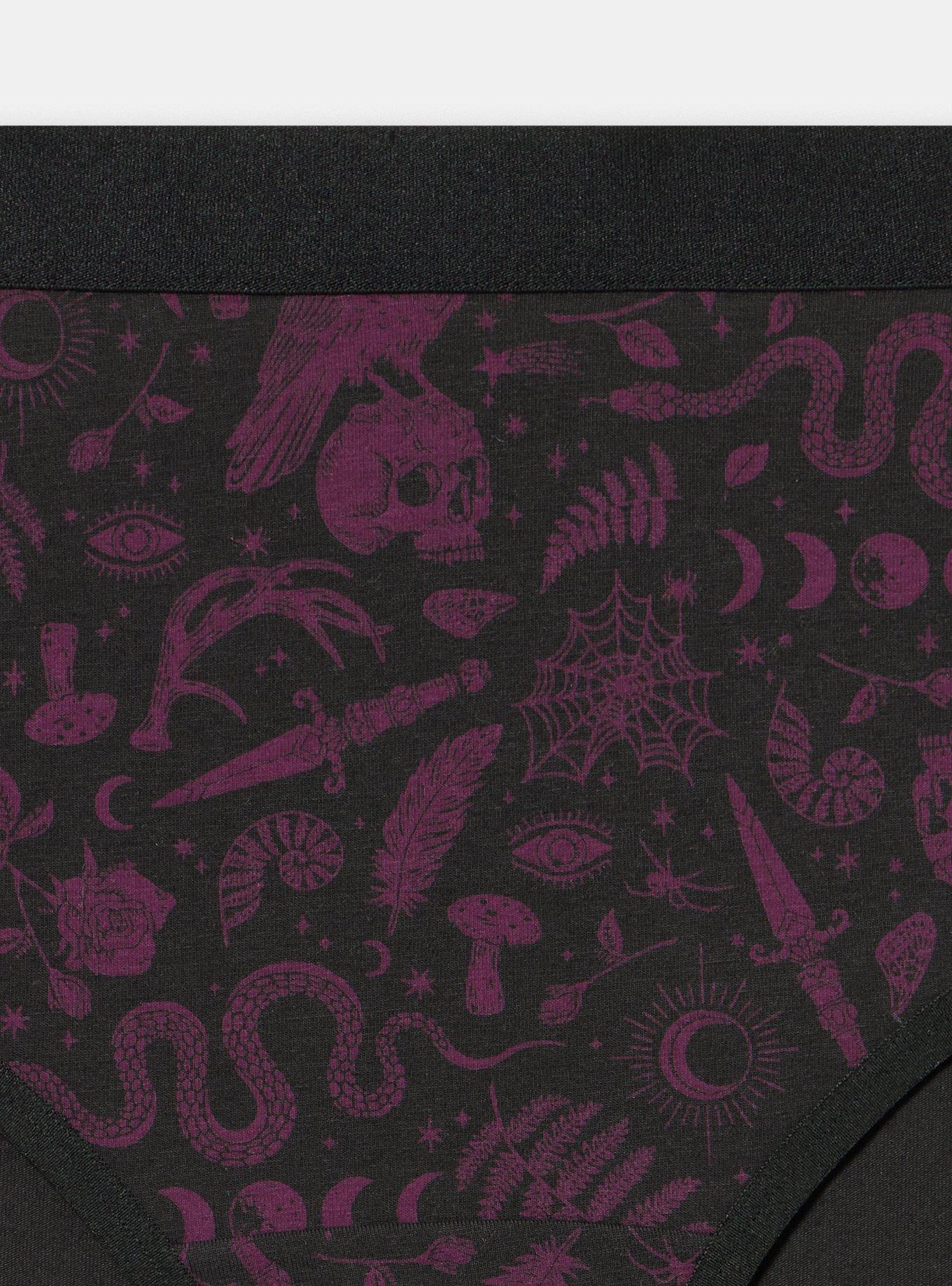Plus Size Cotton Mid-Rise Cheeky Panty, WITCHY THINGS BLACK, alternate