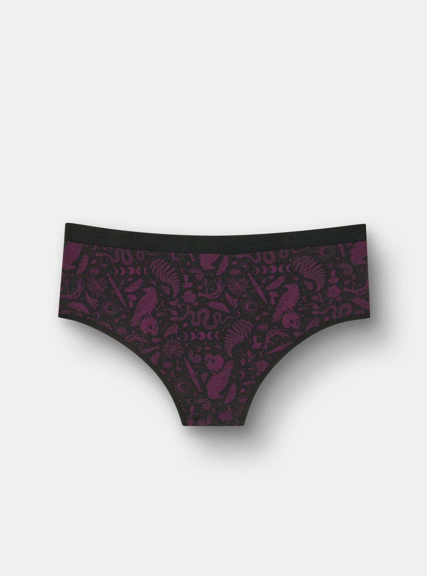 Plus Size Cotton Mid-Rise Cheeky Panty, WITCHY THINGS BLACK, alternate