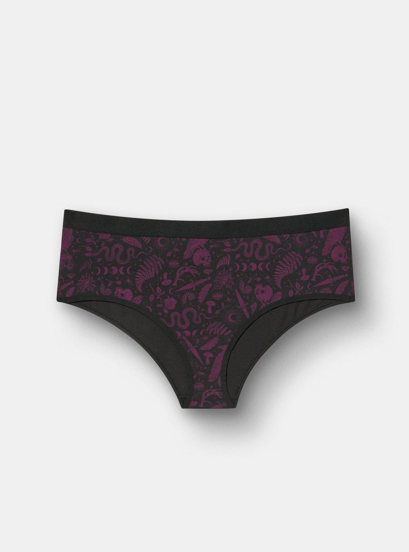 Plus Size Cotton Mid-Rise Cheeky Panty, WITCHY THINGS BLACK, hi-res