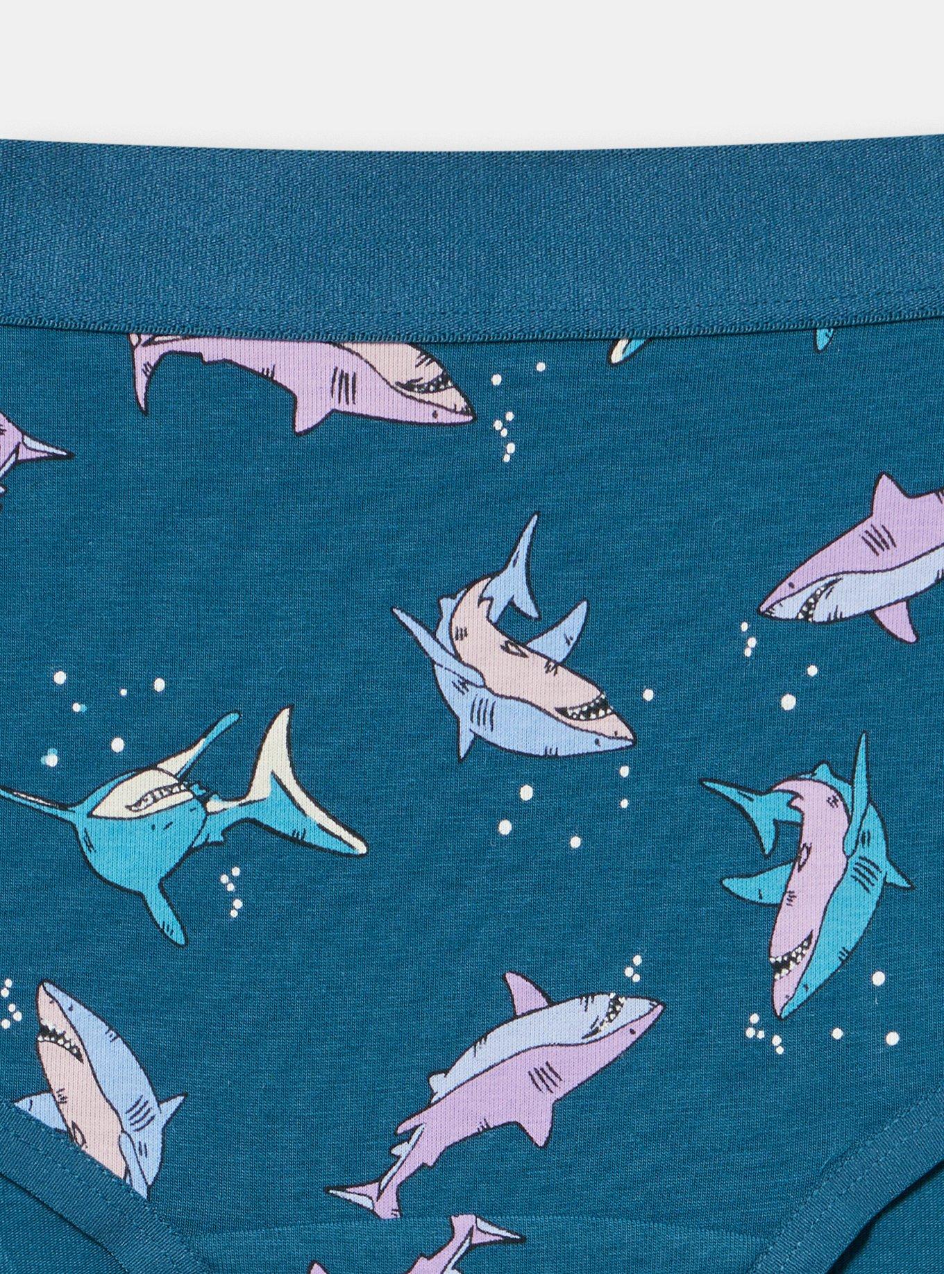 Cotton Mid-Rise Cheeky Panty, BOLD SHARKS TEAL, alternate