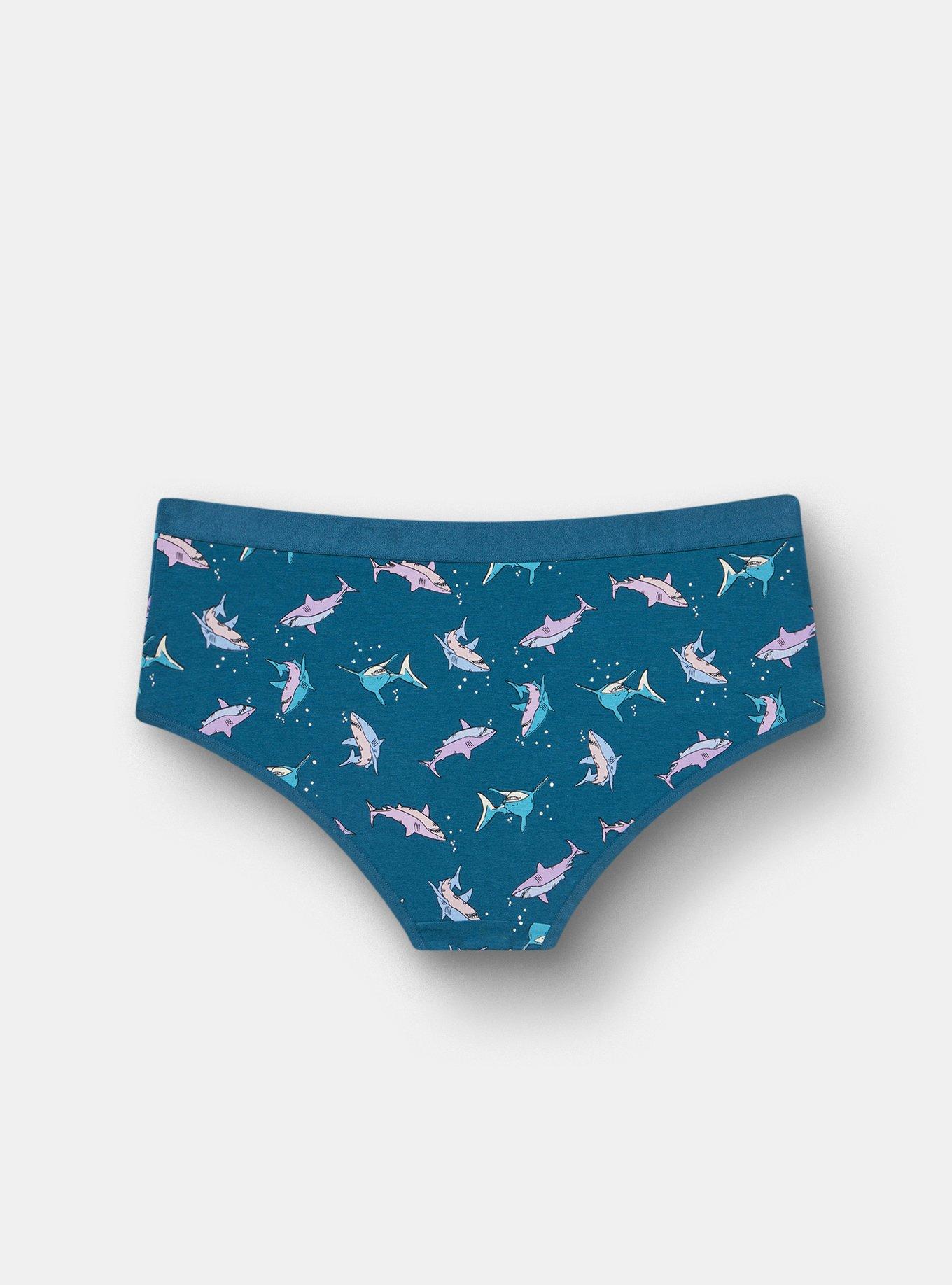 Cotton Mid-Rise Cheeky Panty, BOLD SHARKS TEAL, alternate