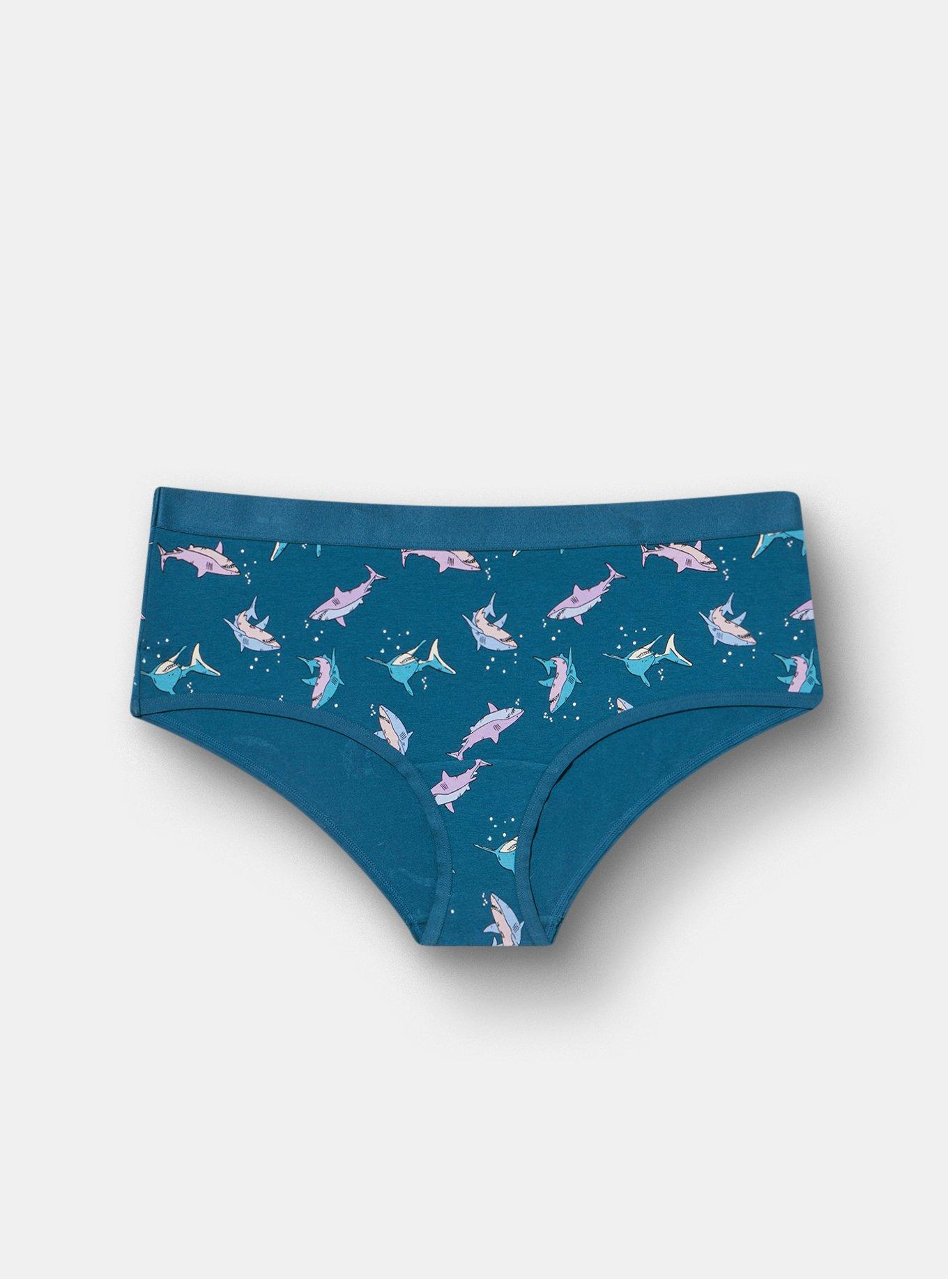 Cotton Mid-Rise Cheeky Panty, BOLD SHARKS TEAL, hi-res