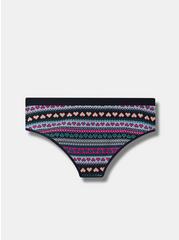 Plus Size Cotton Mid-Rise Hipster Panty, NEW FAIR ISLE RICH BLACK, alternate