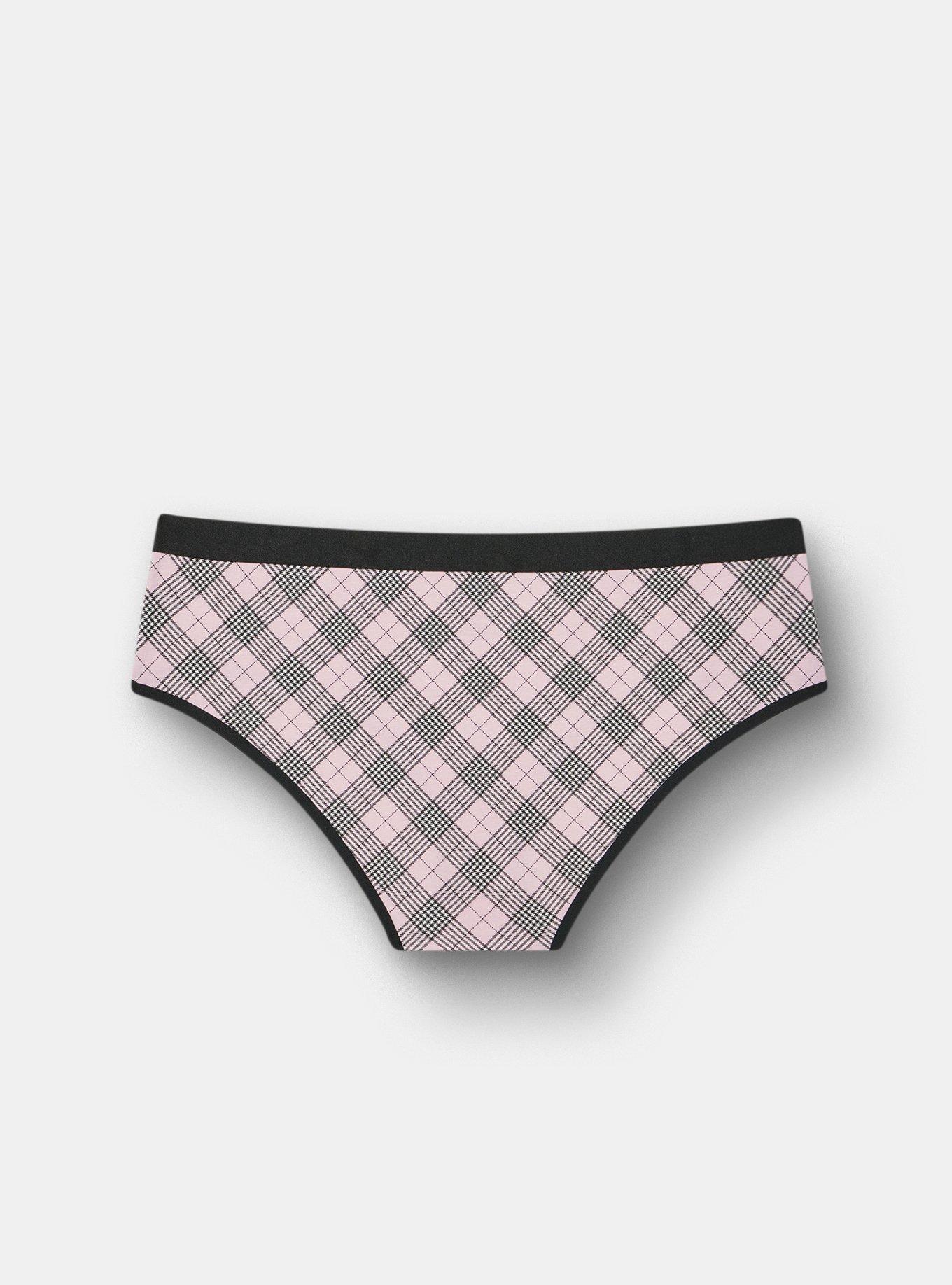 Cotton Mid-Rise Hipster Panty, MARGARET PLAID BLEACHED MAUVE, alternate