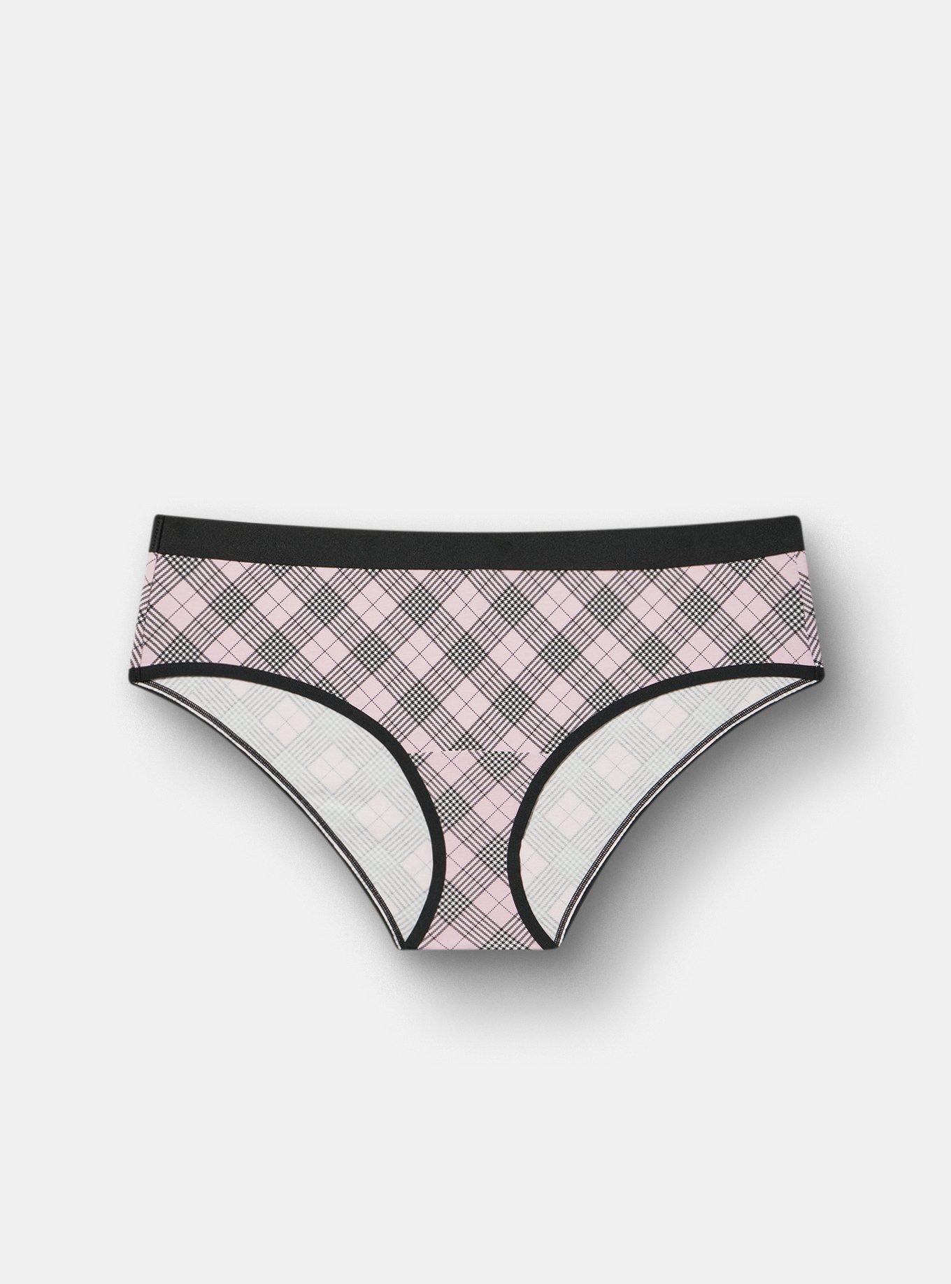Cotton Mid-Rise Hipster Panty, MARGARET PLAID BLEACHED MAUVE, hi-res