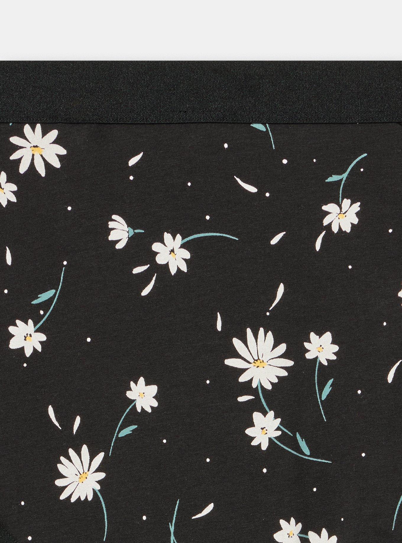 Plus Size Cotton Mid-Rise Hipster Panty, DAISY DANCE FLORAL BLACK, alternate