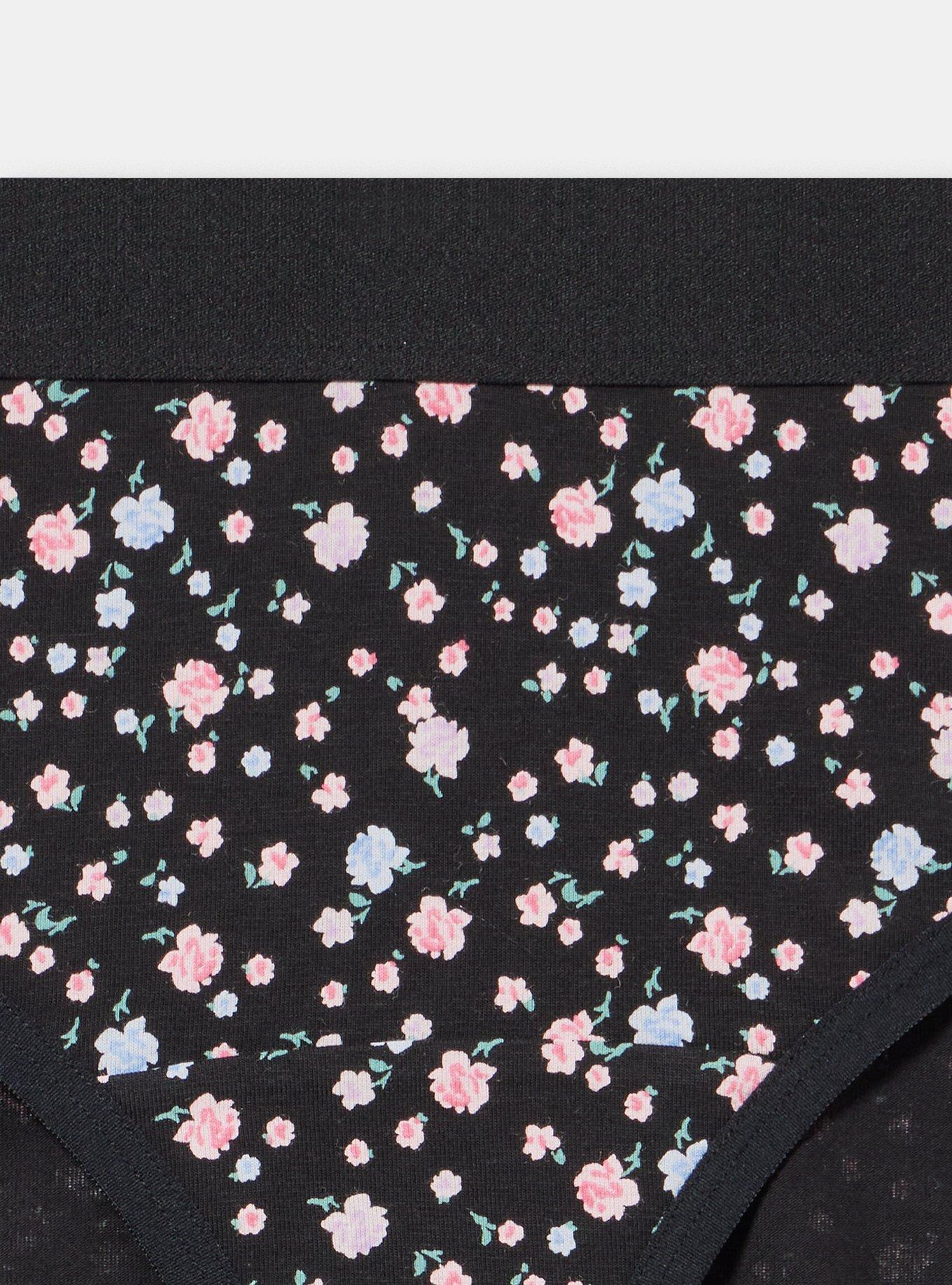 Cotton Mid-Rise Hipster Panty, PETITE ROSES FLORAL BLACK, alternate