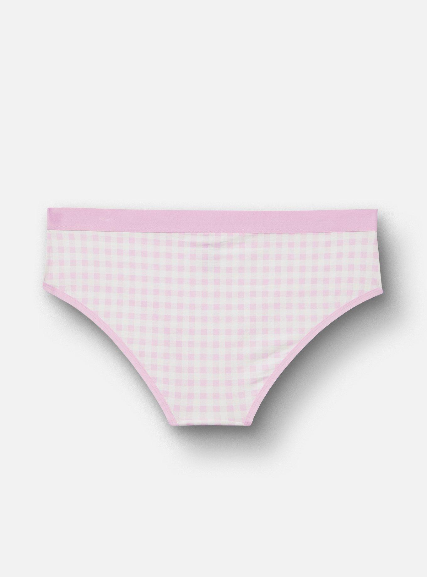 Cotton Mid-Rise Hipster Panty, LOVELY GINGHAM PINK, alternate