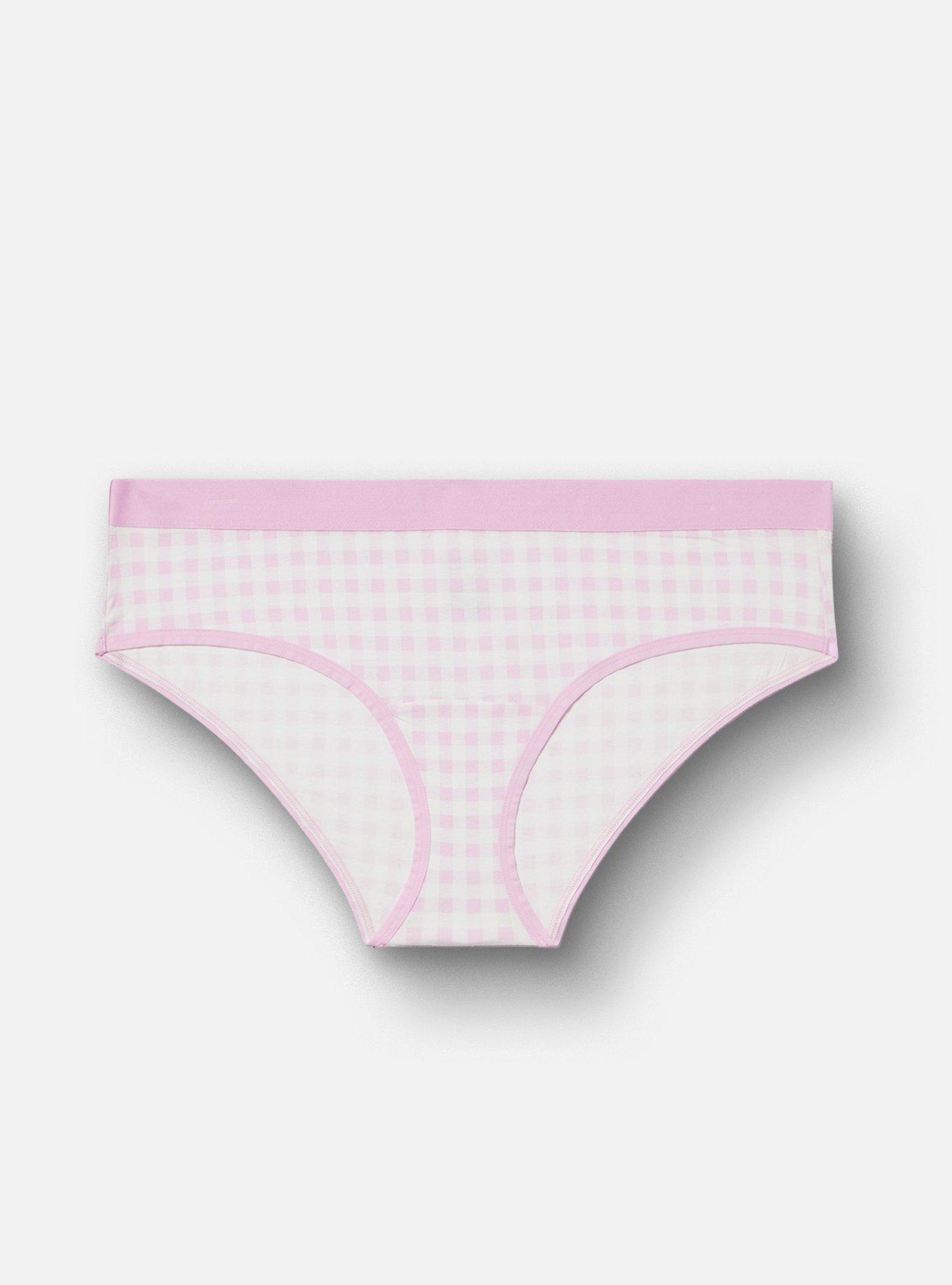 Cotton Mid-Rise Hipster Panty, LOVELY GINGHAM PINK, hi-res