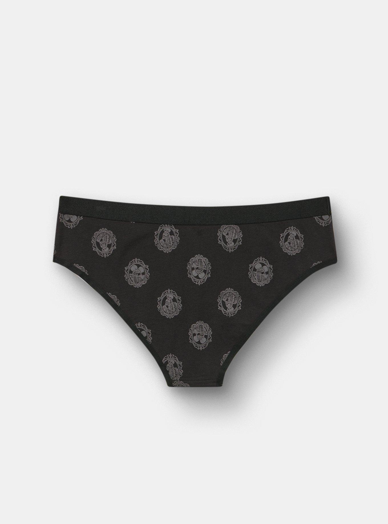 Plus Size Cotton Mid-Rise Hipster Panty, SKELETON LOVERS SMALL BLACK, alternate