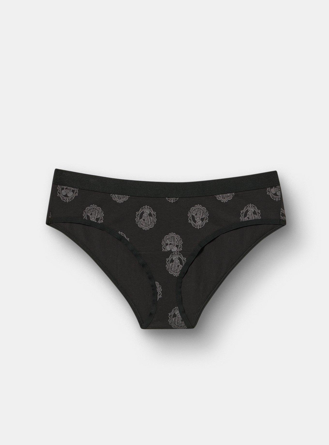 Plus Size Cotton Mid-Rise Hipster Panty, SKELETON LOVERS SMALL BLACK, hi-res