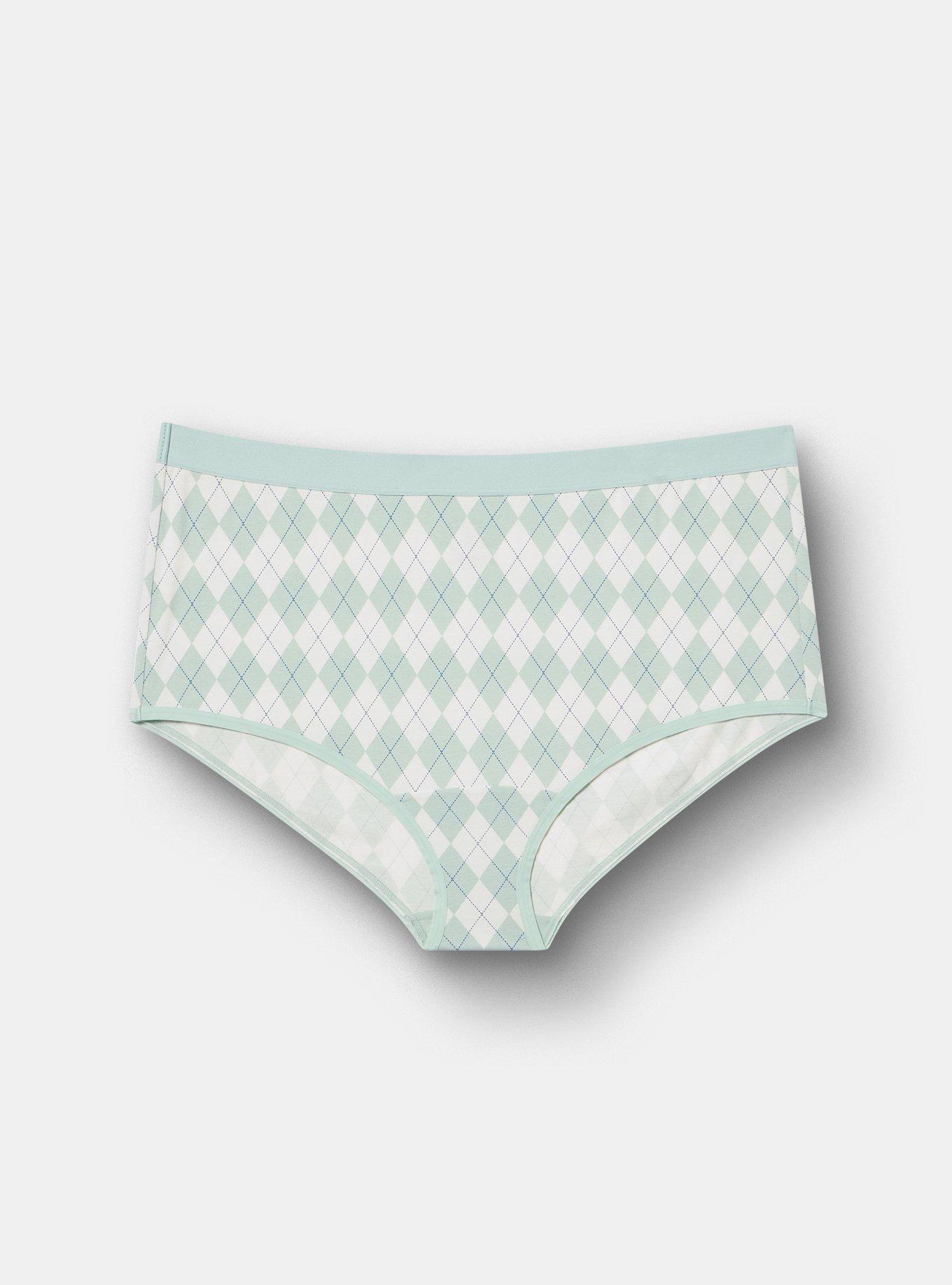 Plus Size Cotton Mid-Rise Brief Panty, DETENTION ARGYLE HARBOR GREY, hi-res
