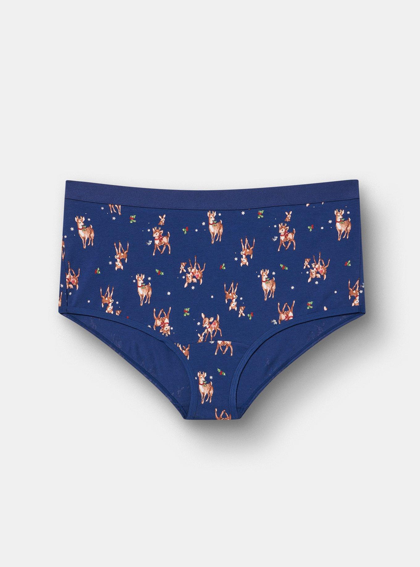 Plus Size Cotton Mid-Rise Brief Panty, DOE A DEER SMALL MEDIEVAL BLUE, hi-res