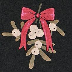 Cotton Mid-Rise Brief Panty, BOWS N MISTLETOE RICH BLACK, swatch