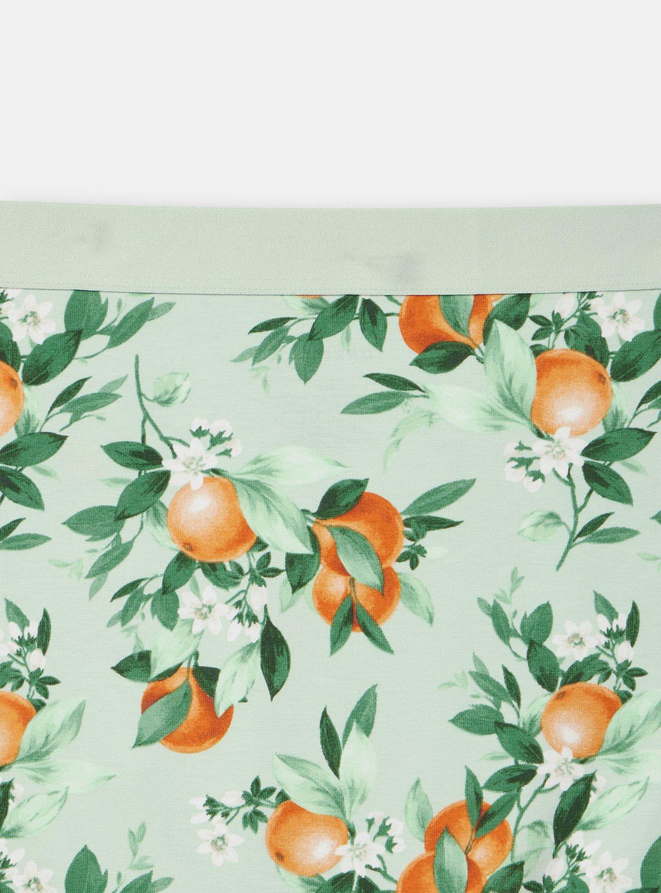Cotton Mid-Rise Brief Panty, PICKED ORANGES SMALL GREEN, alternate
