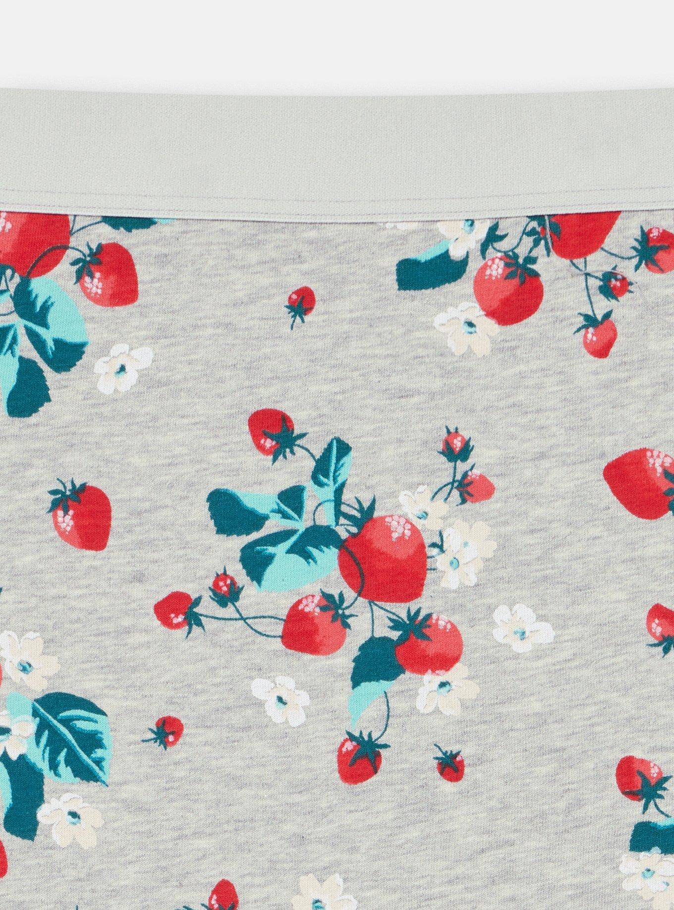 Cotton Mid-Rise Brief Panty, SWEET STRAWBERRIES HEATHER GRAY, alternate