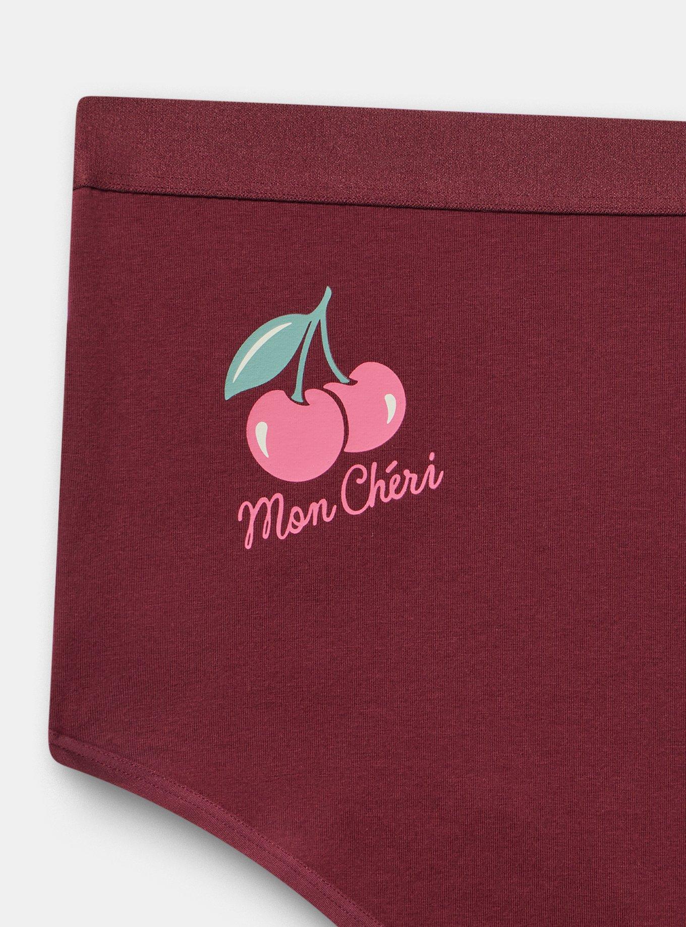 Cotton Mid-Rise Brief Panty, MON CHERI BURGUNDY, alternate